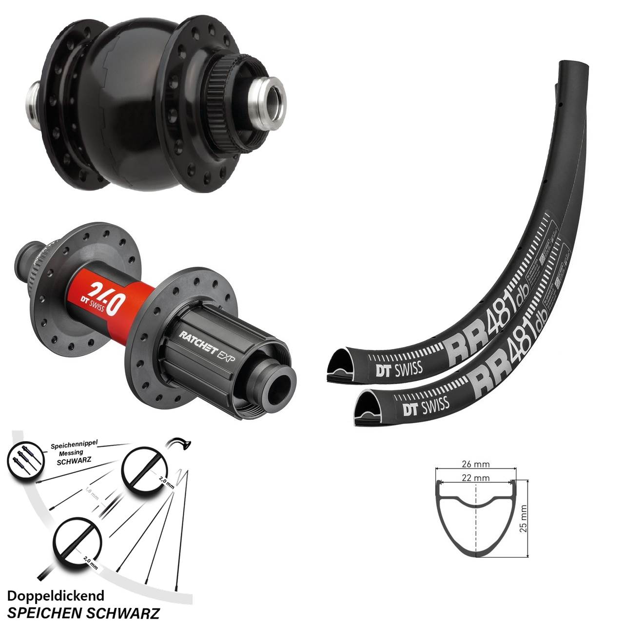 28 Zoll Laufradsatz DT Swiss RR 481-240 EXP Road SON delux