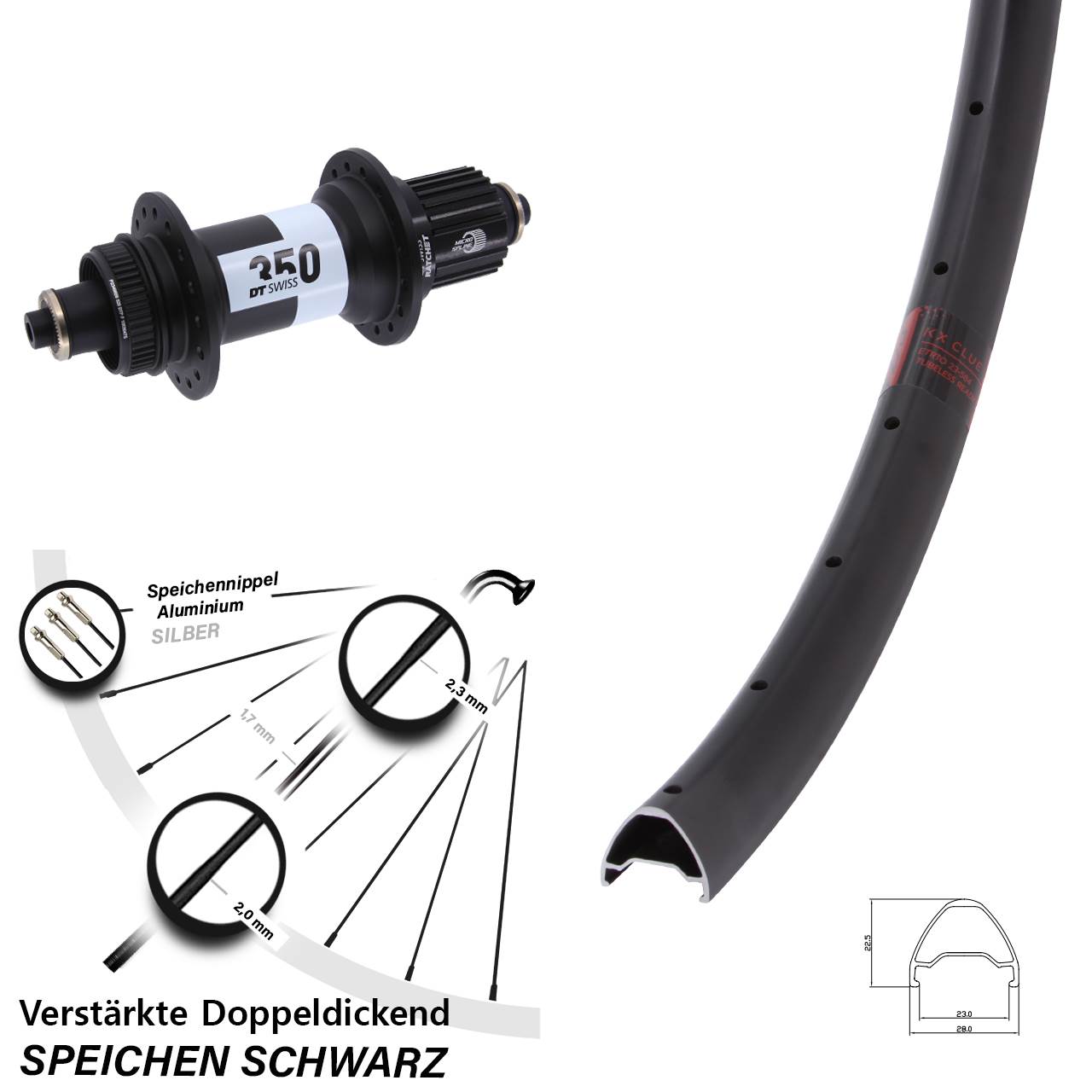 KX Clue DT Swiss 350 28-29 Zoll Disc Hinterrad für Schnellspanner Boost Micro Spline