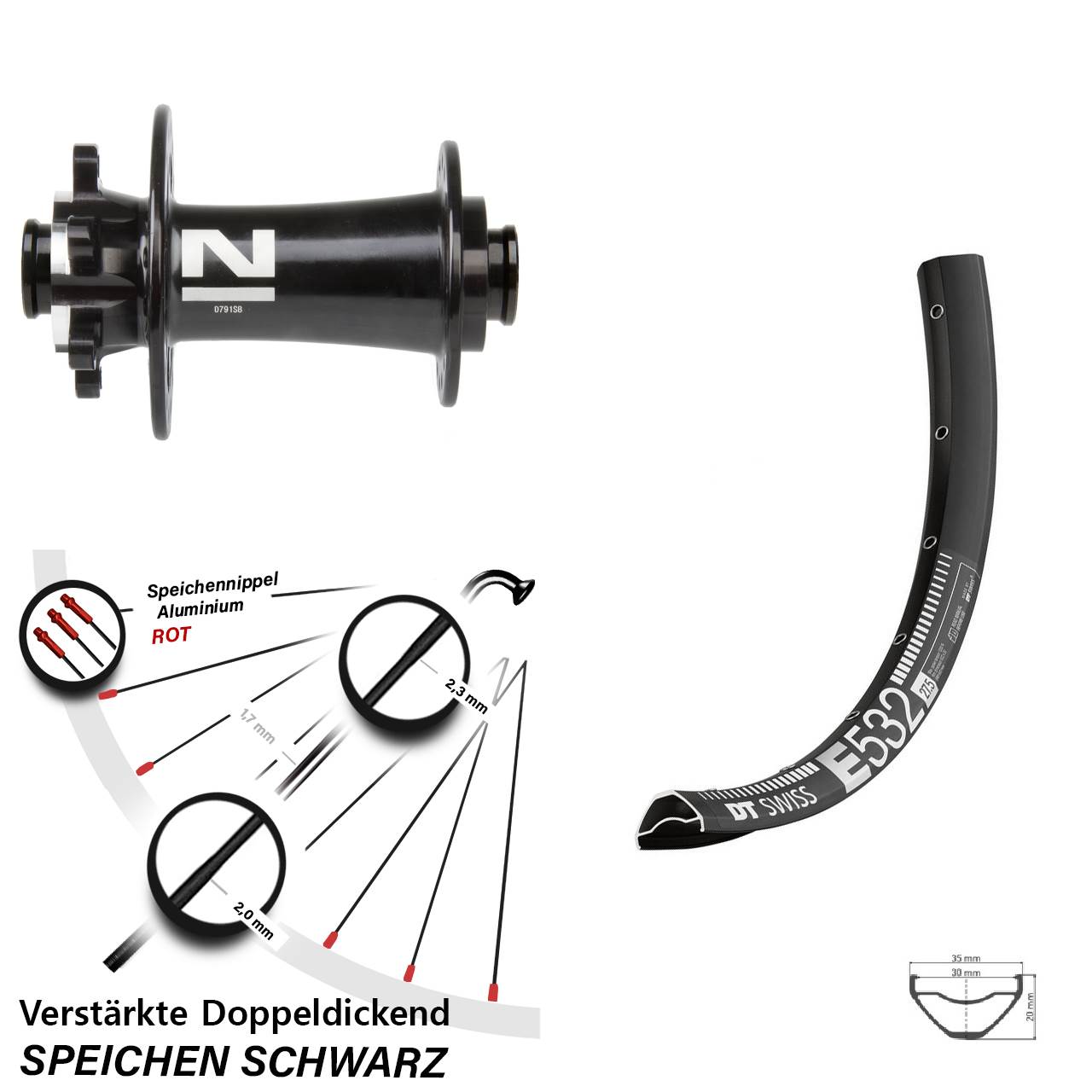 DT Swiss E532 Novatec D791 27,5 Zoll 6-Loch Vorderrad 15x100