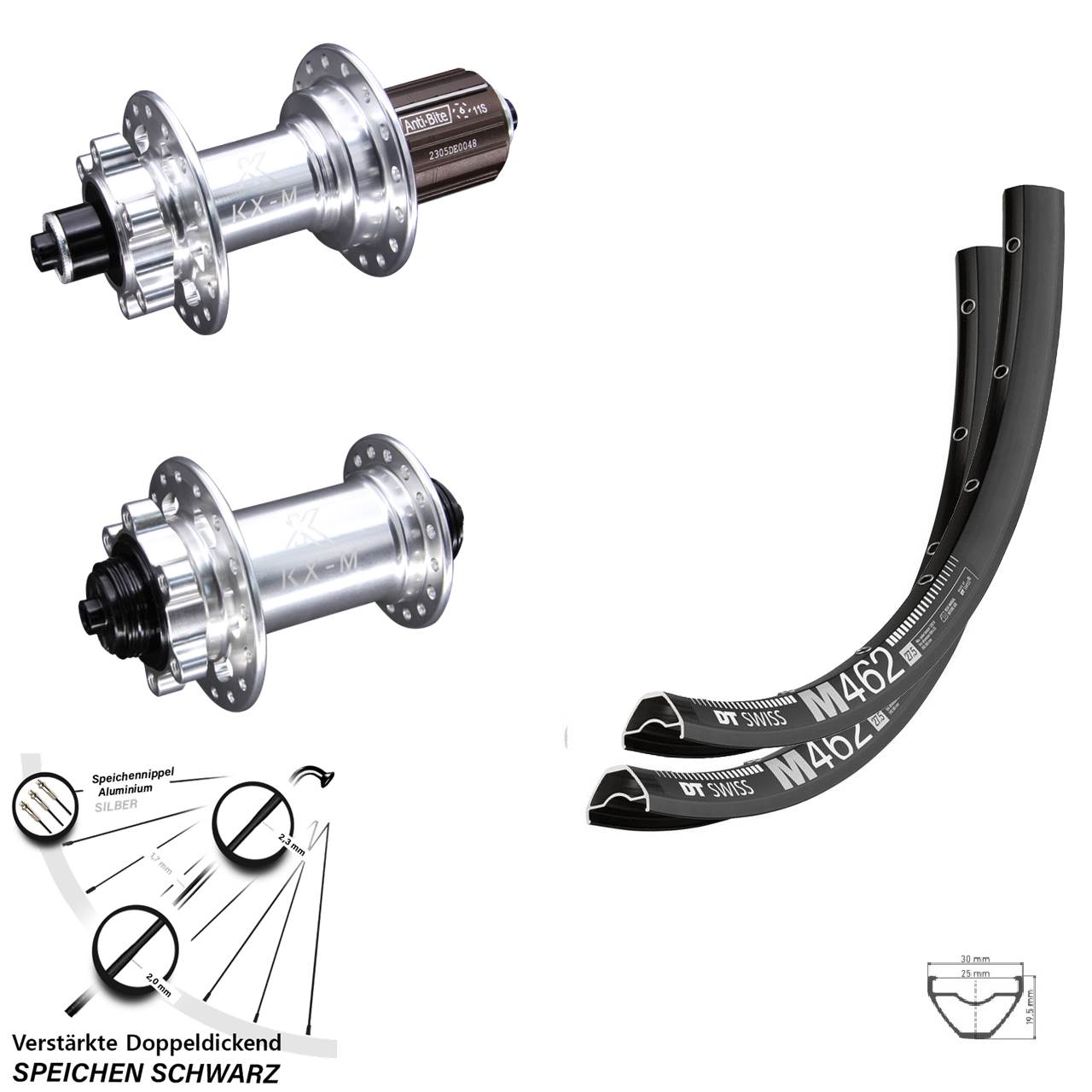 Laufradsatz 6-Loch QR 27,5 Zoll DT Swiss M462 KX-M 8-12 fach HG