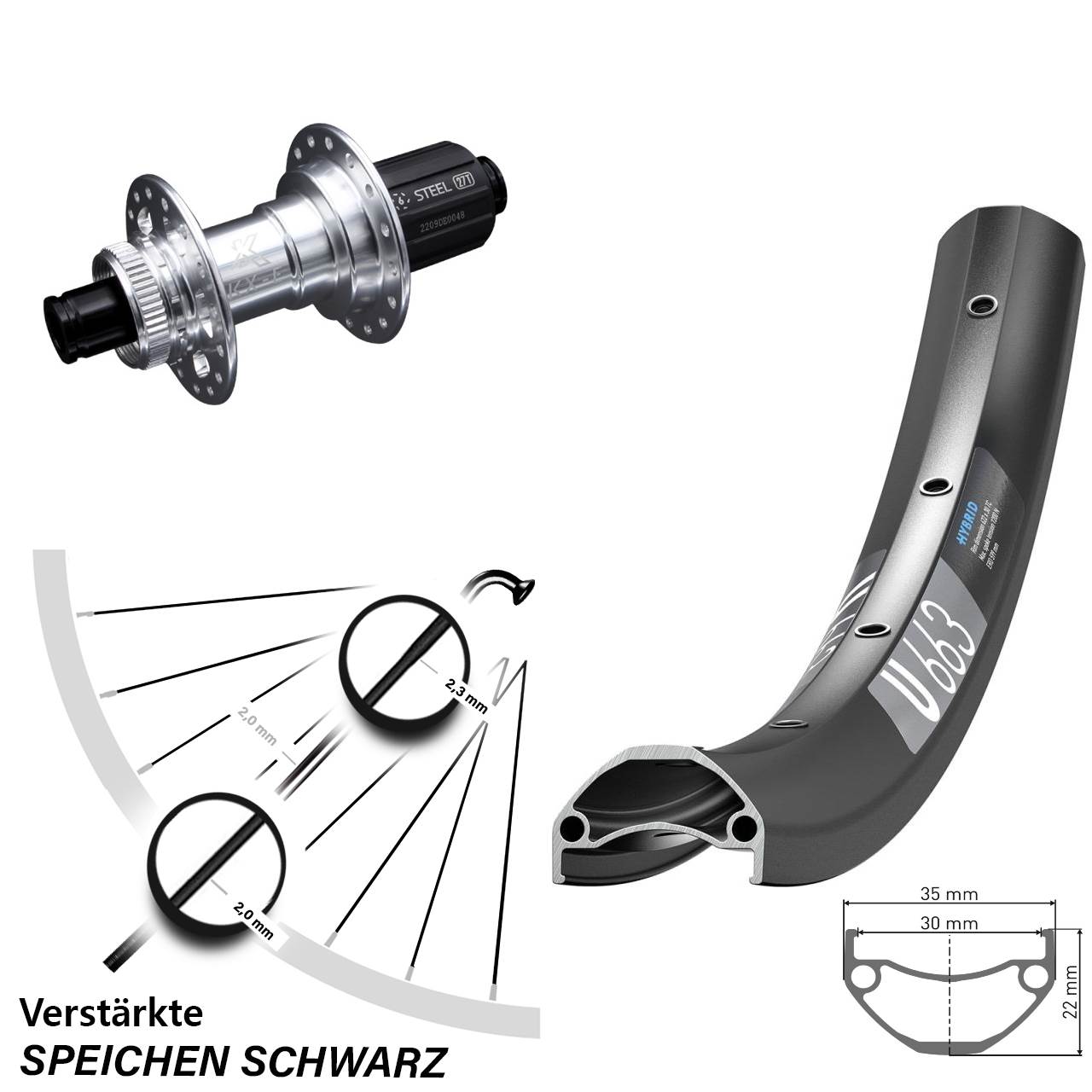 29 Zoll DT Swiss U663 KX-E Heavy Duty Centerlock Hinterrad 12x142 8-12 fach HG