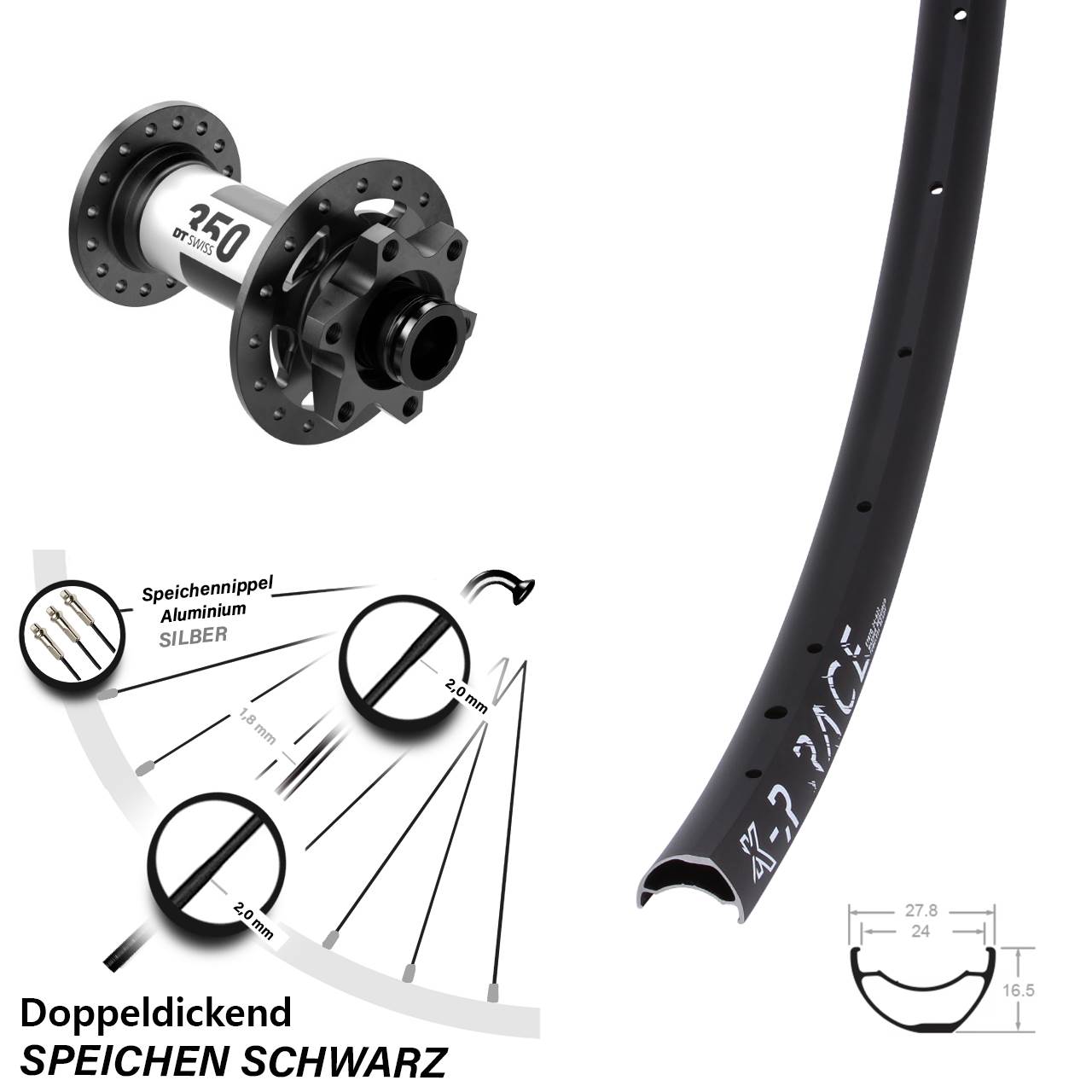 Disc Laufrad 29 Zoll KX-R Race DT Swiss 350 15x110 Boost