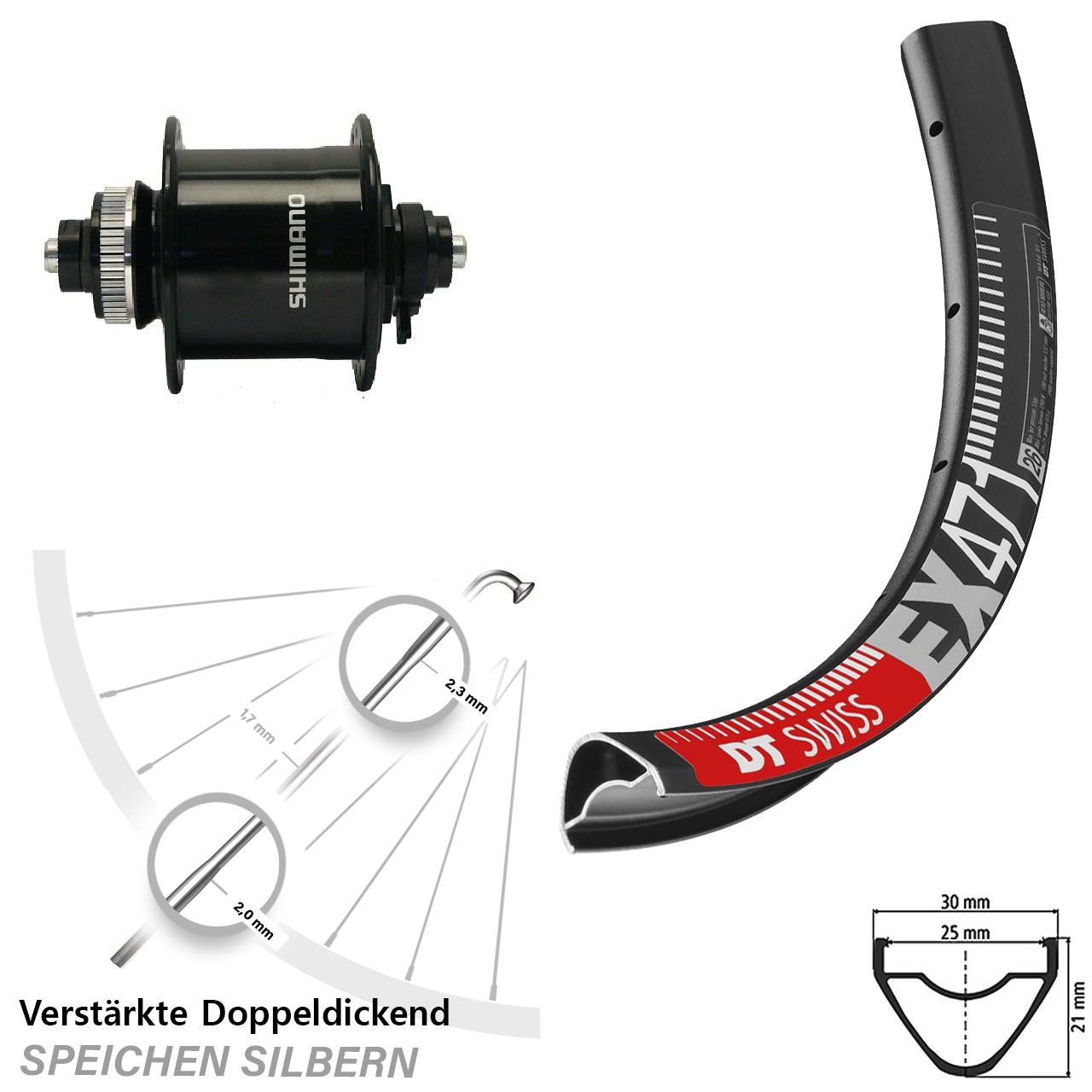 Vorderrad Centerlock Schnellspanner 27,5 Zoll DT Swiss EX 471 Shimano DH-UR700