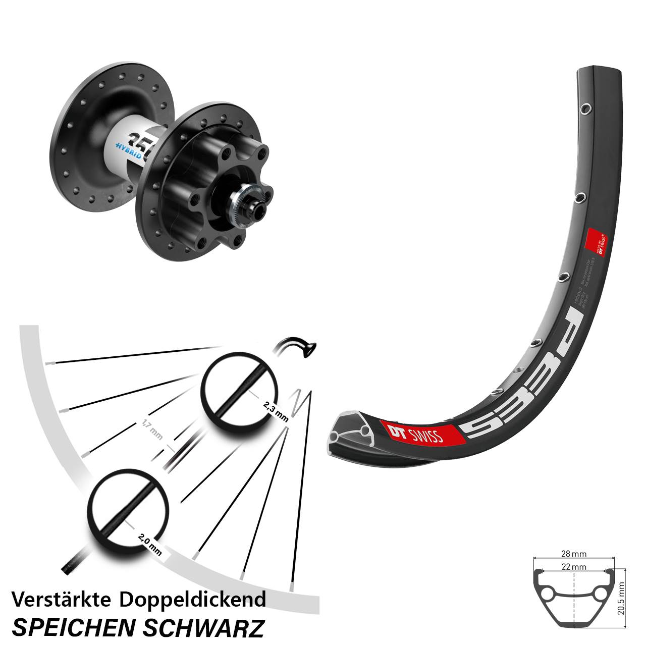 Disc Laufrad für Schnellspanner 29 Zoll DT Swiss 533d 350 Hybrid