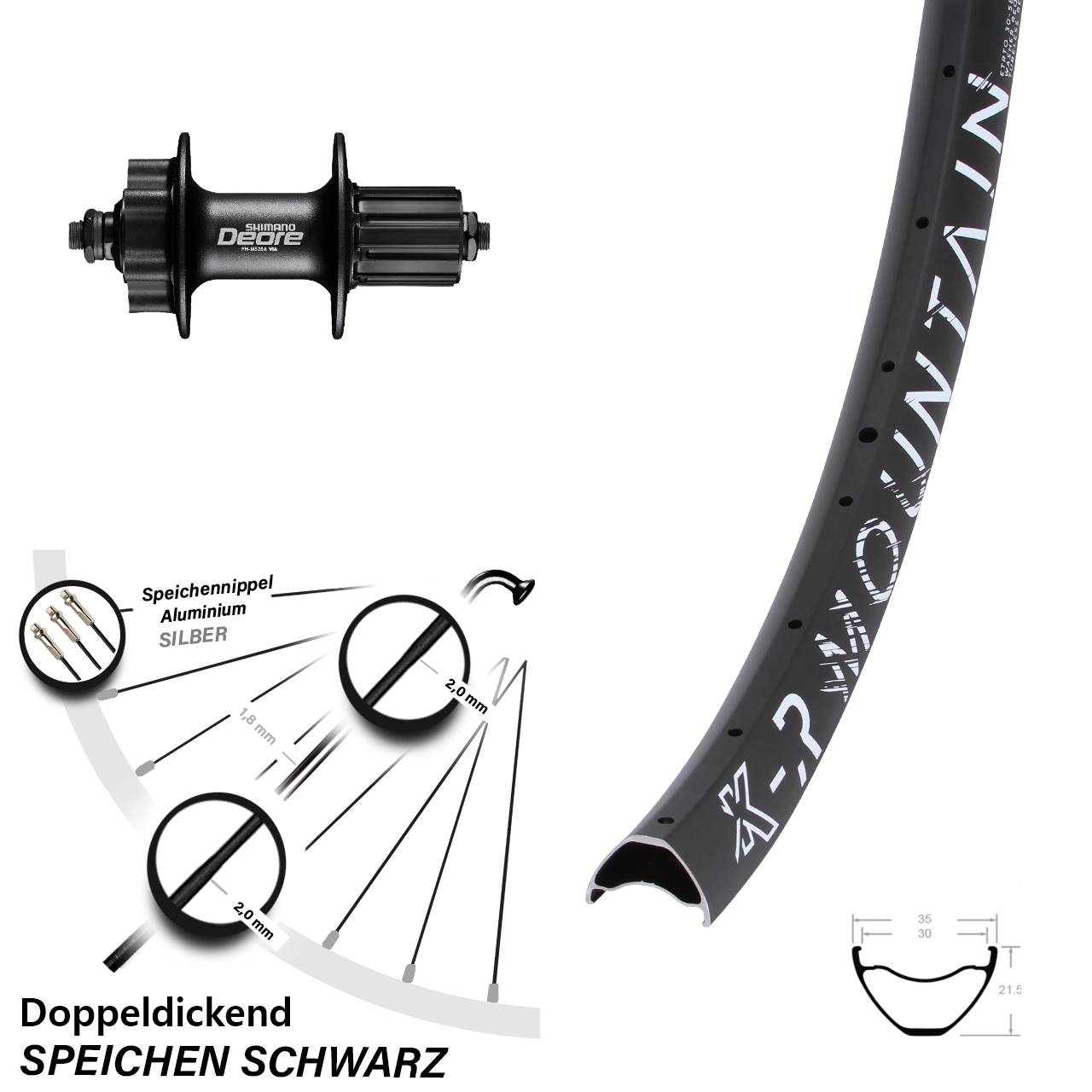 27,5 Zoll KX-R Mountain Shimano FH-M525 6-Loch Hinterrad für Schnellspanner 8-11 fach