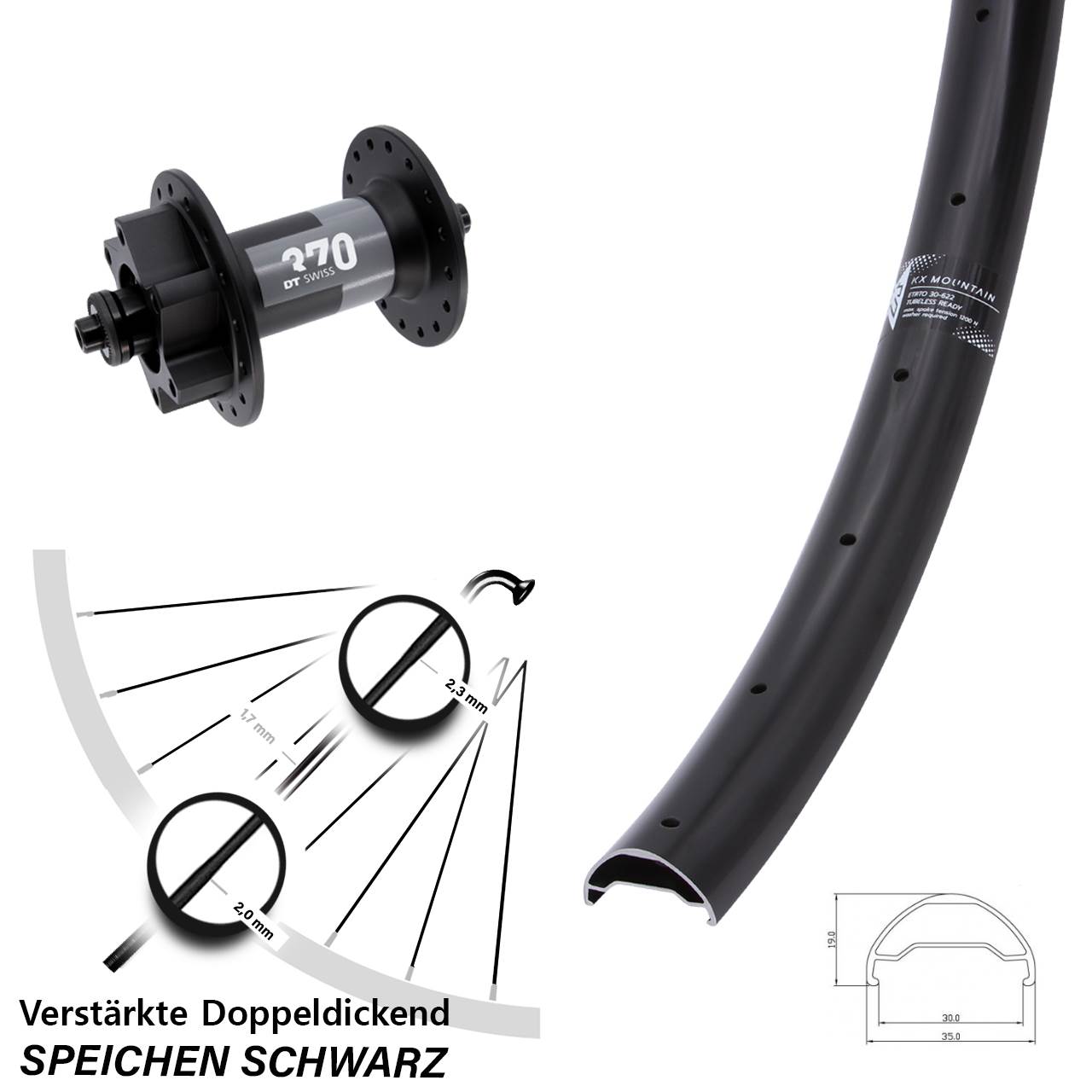29 Zoll KX Mountain TR DT Swiss 370 Disc Laufrad für Schnellspanner
