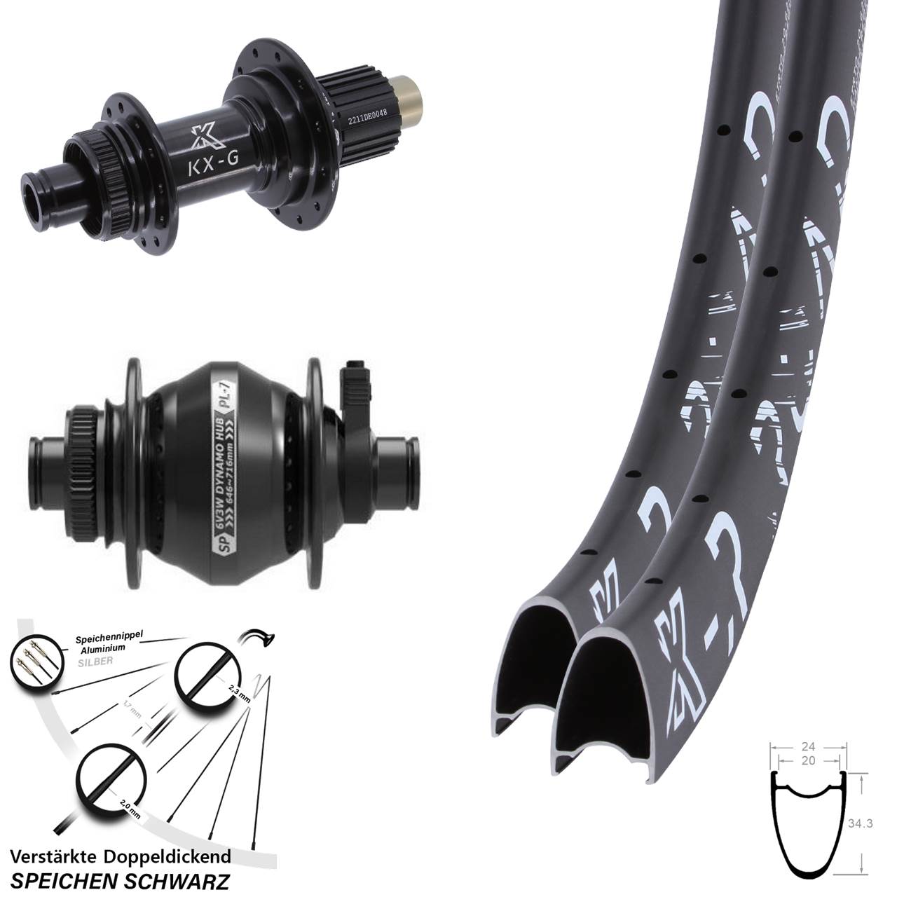 KX-GR Road Steckachse SP PL-7 28/29 Zoll Centerlock Laufradsatz 12x100/142 Micro Spline