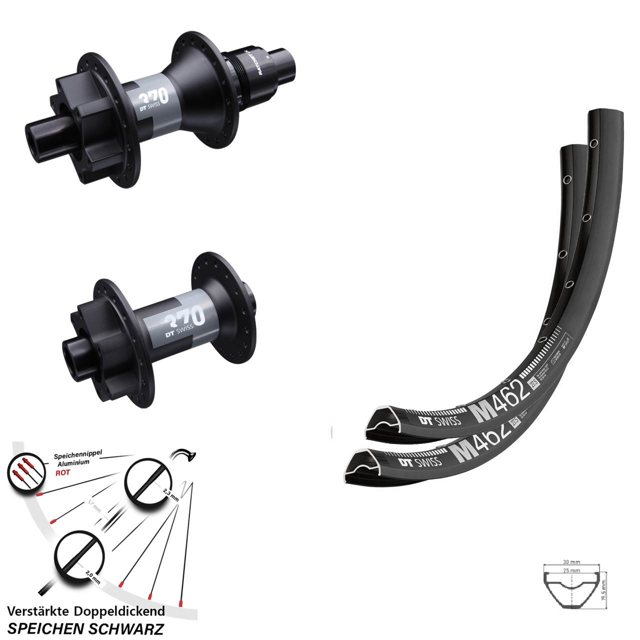 Laufradsatz 6-Loch 27,5 Zoll DT Swiss M462-370 XD 11-12 fach 15x100 12x142