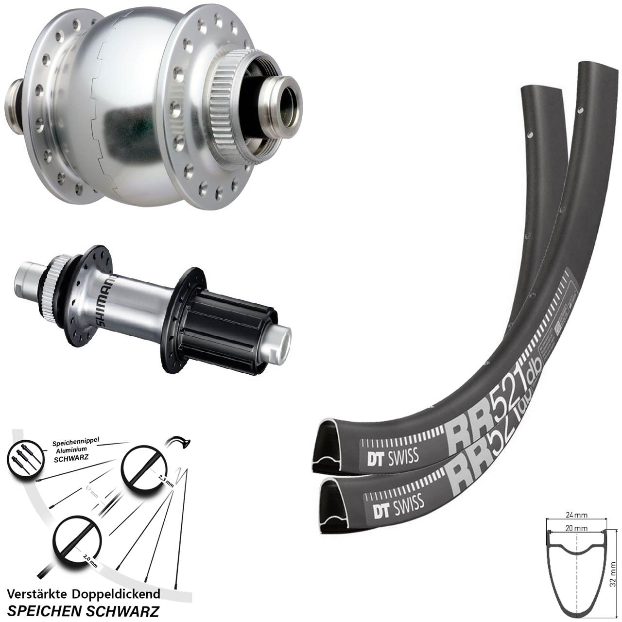 Disc Laufradsatz 12x100/142 28 Zoll DT Swiss RR 521 SONdelux Shimano FH-RS770 8-12 fach HG