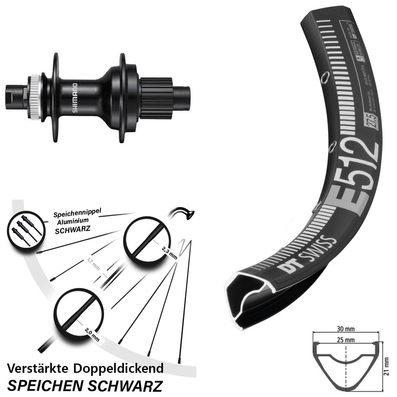 DT Swiss E512 Shimano FH-MT510 29 Zoll Hinterrad Centerlock 12x142 Micro Spline