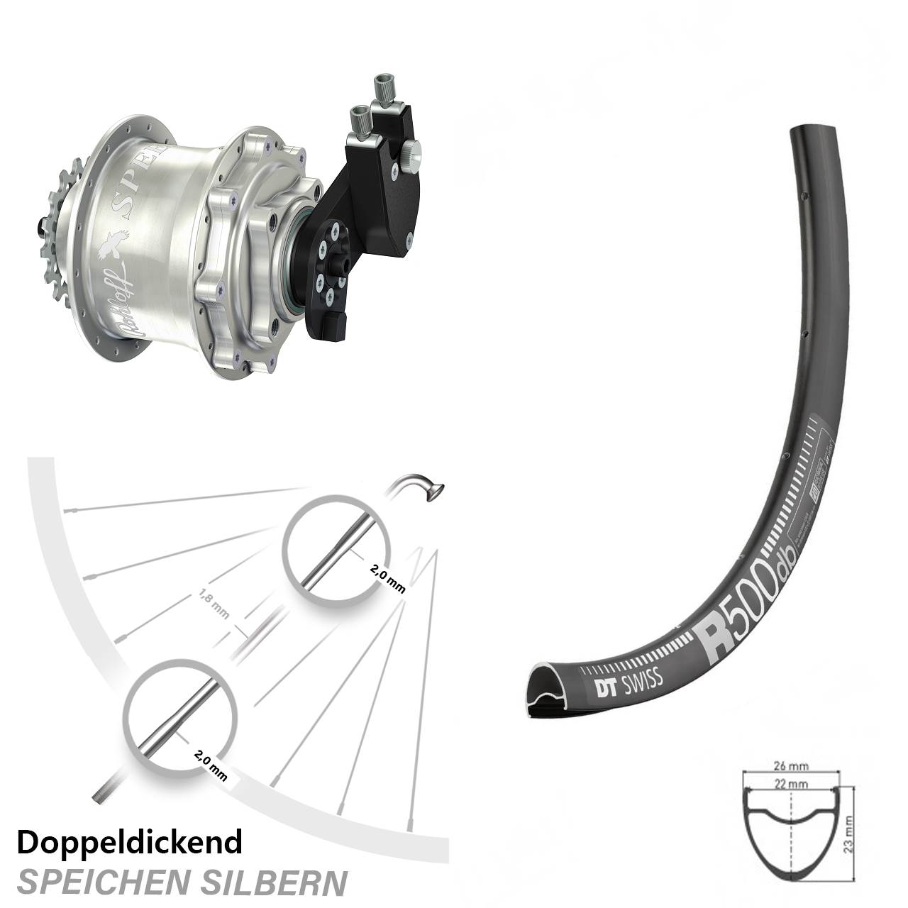 28-29 Zoll DT Swiss R 500 Rohloff CC DB OEM Tandem