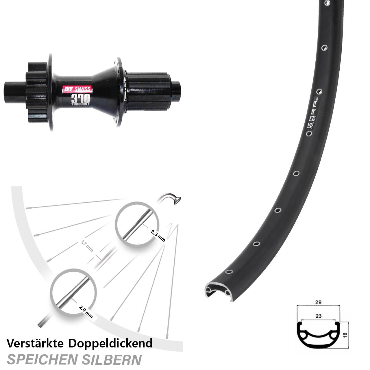 Gora 23 DT Swiss 370 28-29 Zoll Disc Laufrad 12x142 8-11 fach