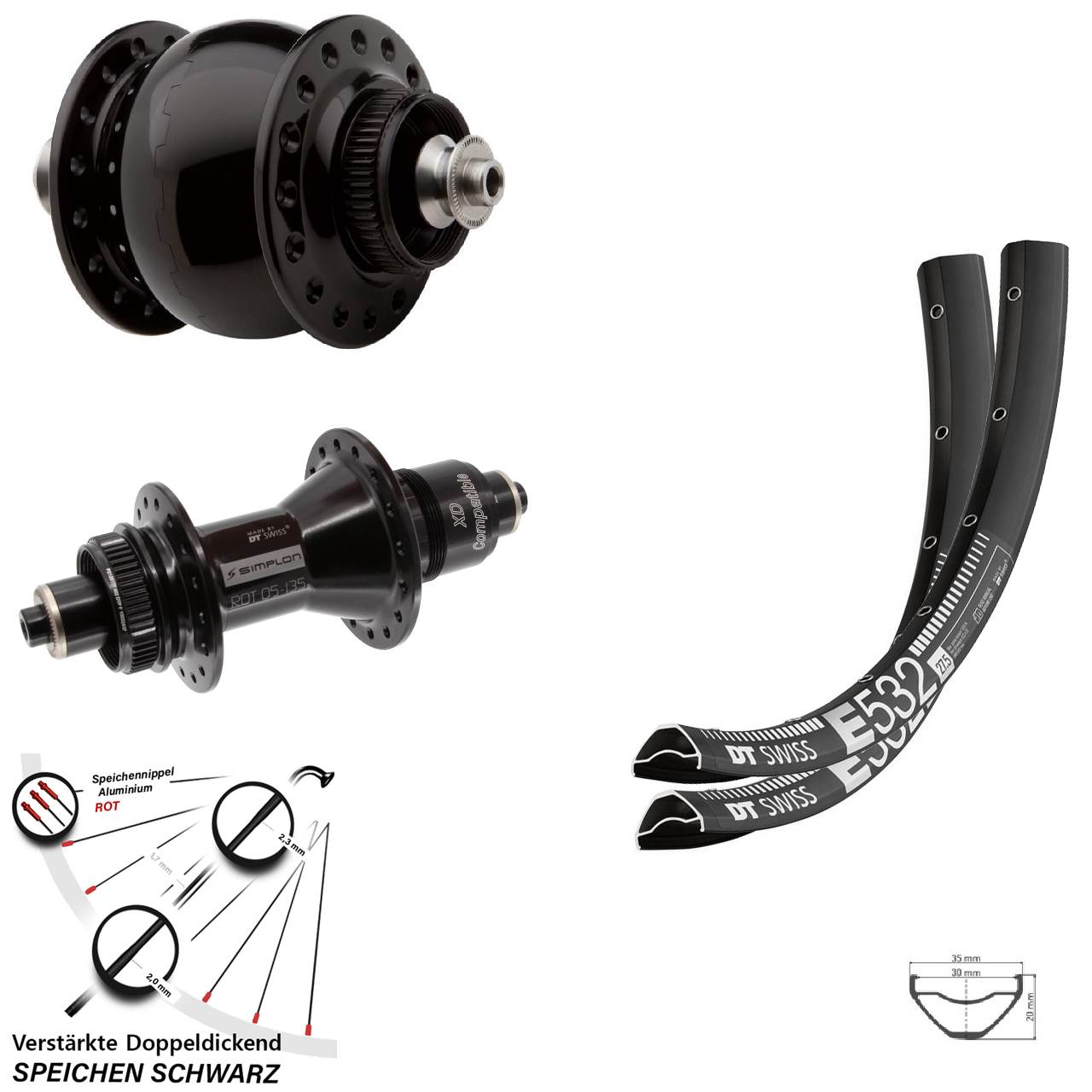 DT Swiss E532 370 SON 28 29 Zoll Laufradsatz Centerlock QR XD