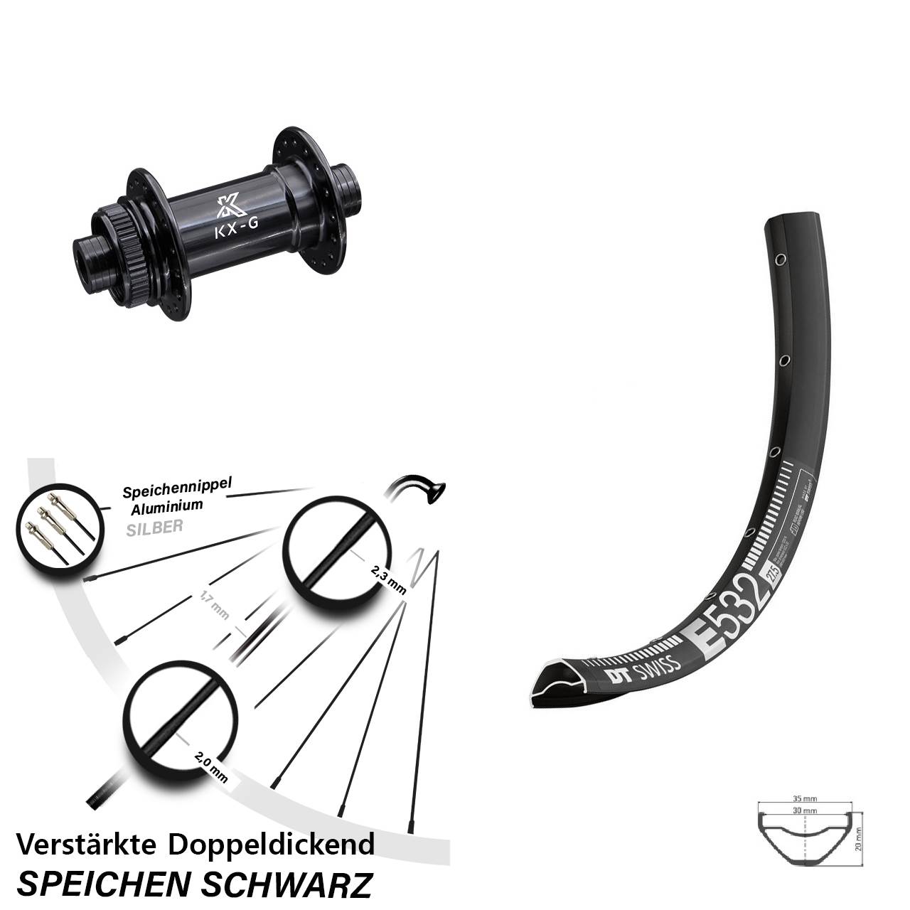 Vorderrad Centerlock 29 Zoll DT Swiss E 532 KX-G 15x100