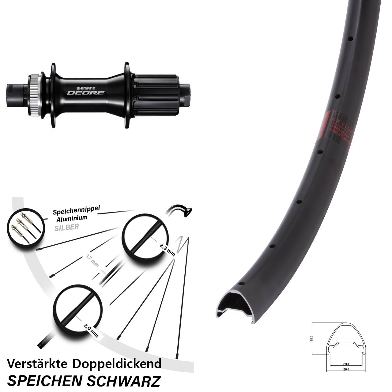 Disc Hinterrad 650B KX Clue Shimano Deore FH-M6010-B 8-11 fach HG 12x148
