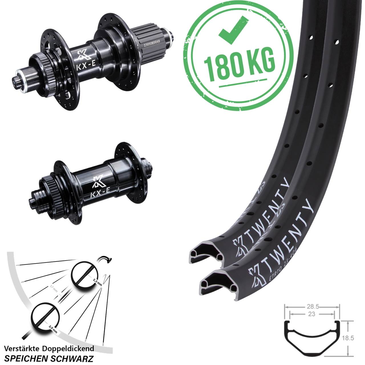Centerlock Laufradsatz 20 Zoll KX-E Twenty Shimano Micro Spline QR