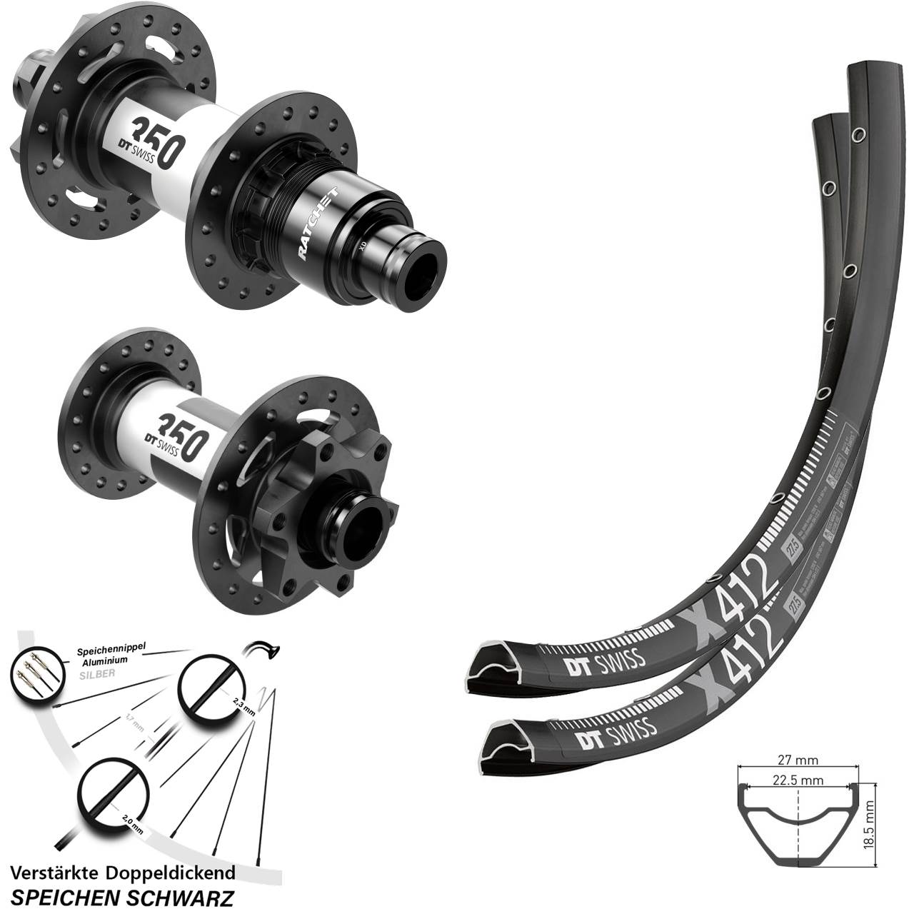 DT Swiss X412 350 29 Zoll Disc Laufrad-Satz 15x110 12x148 SRAM XD