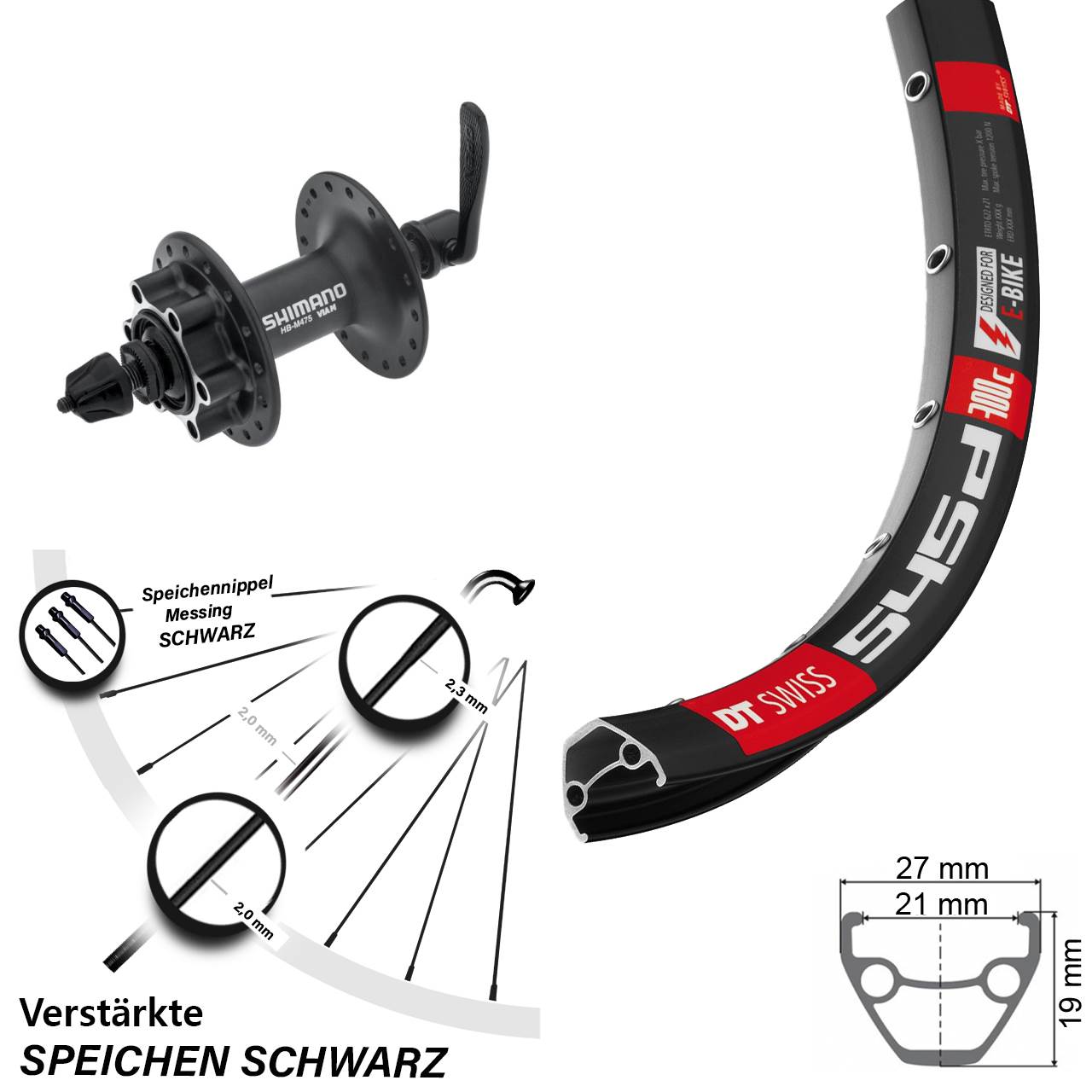 DT Swiss 545d Shimano Alivio 28 Zoll Vorderrad 6-Loch QR