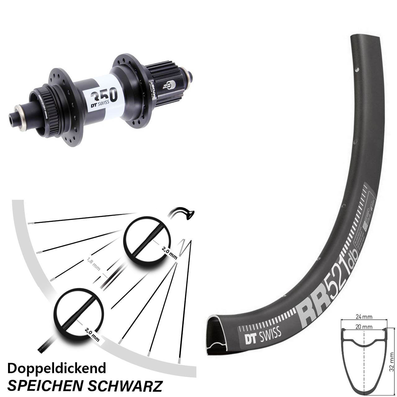 DT Swiss RR521-350 28 Zoll Centerlock Hinterrad QR Micro Spline