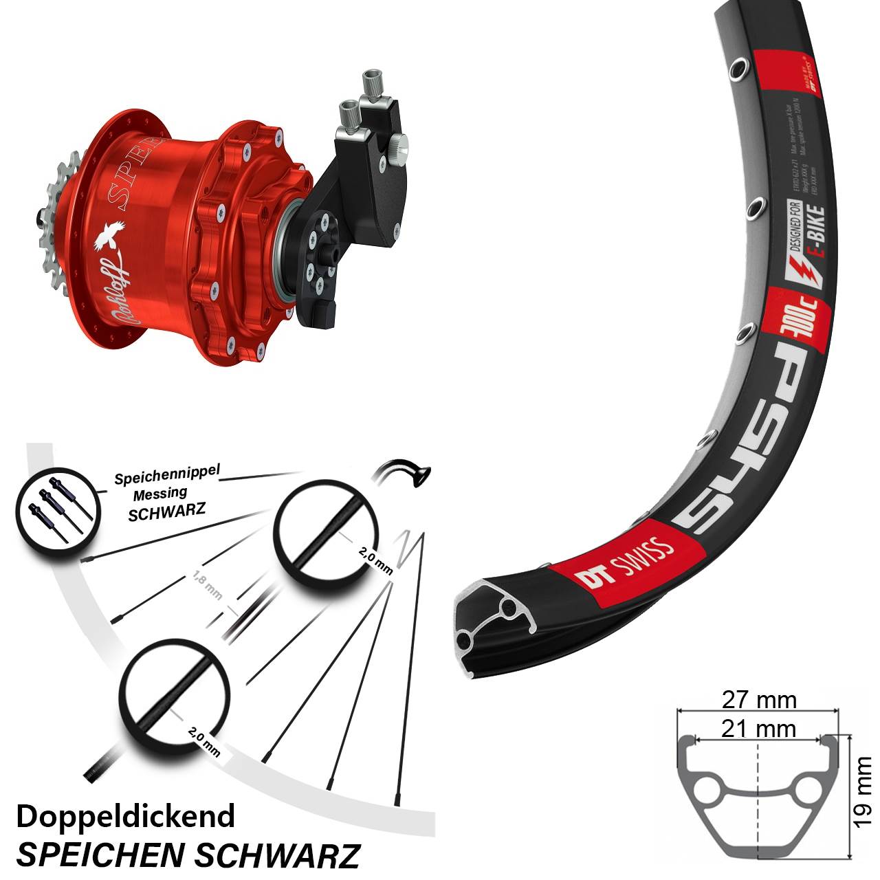 Disc Laufrad 26 Zoll DT Swiss 545 Rohloff Speedhub 500/14 CC DB OEM rot
