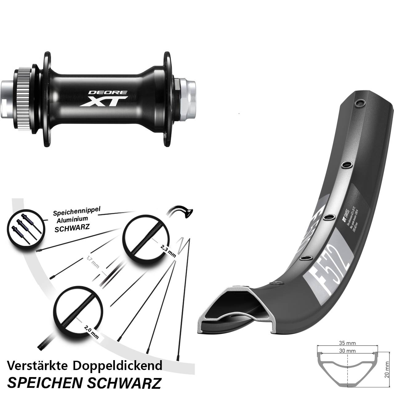 Disc Laufrad 27,5 Zoll DT Swiss F572 Shimano Deore XT 15x110 Boost