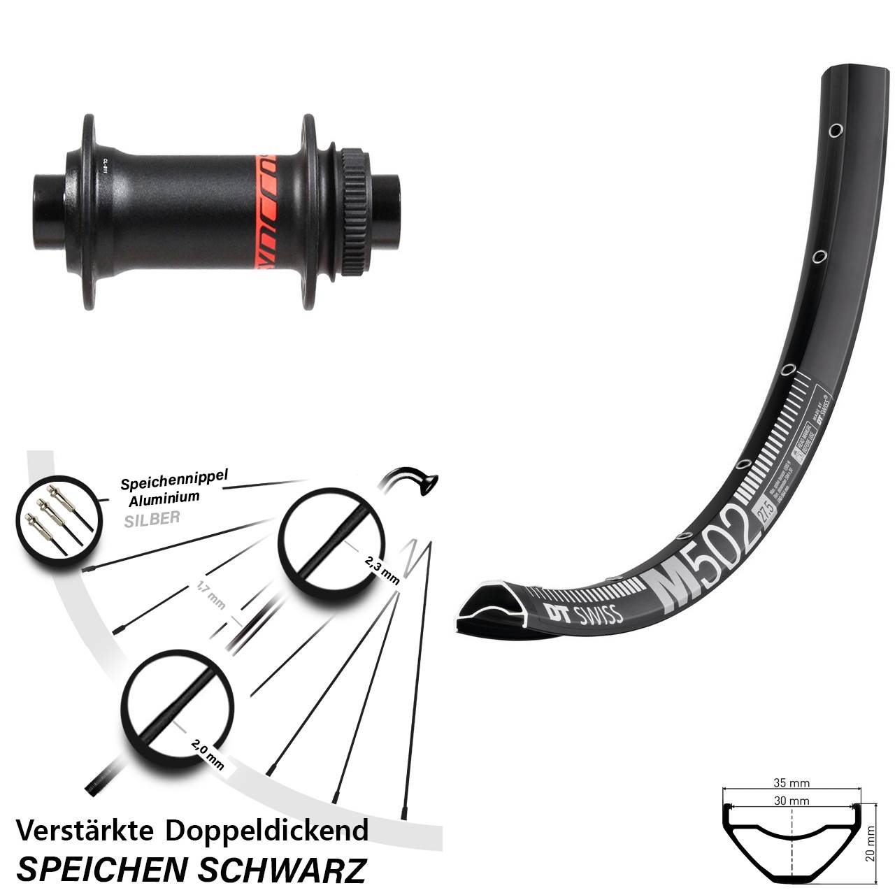 29 Zoll DT Swiss M 502 Formula Vorderrad Centerlock 15x110 Boost