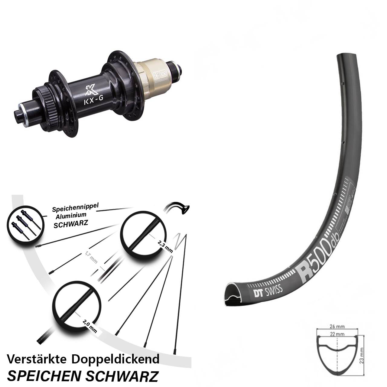 Hinterrad Centerlock QR 28 Zoll DT Swiss R 500 KX-G XDR