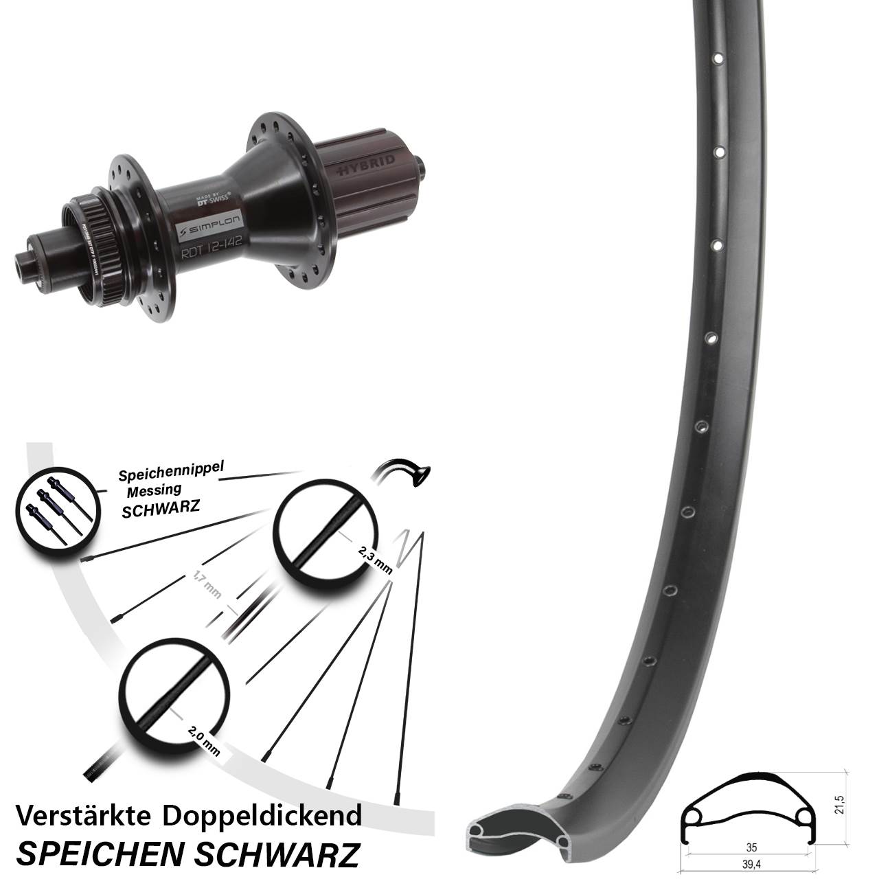 Disc Hinterrad für Schnellspanner 29 Zoll Ambrosio E35 DT Swiss 370 Hybrid 8-11 fach HG