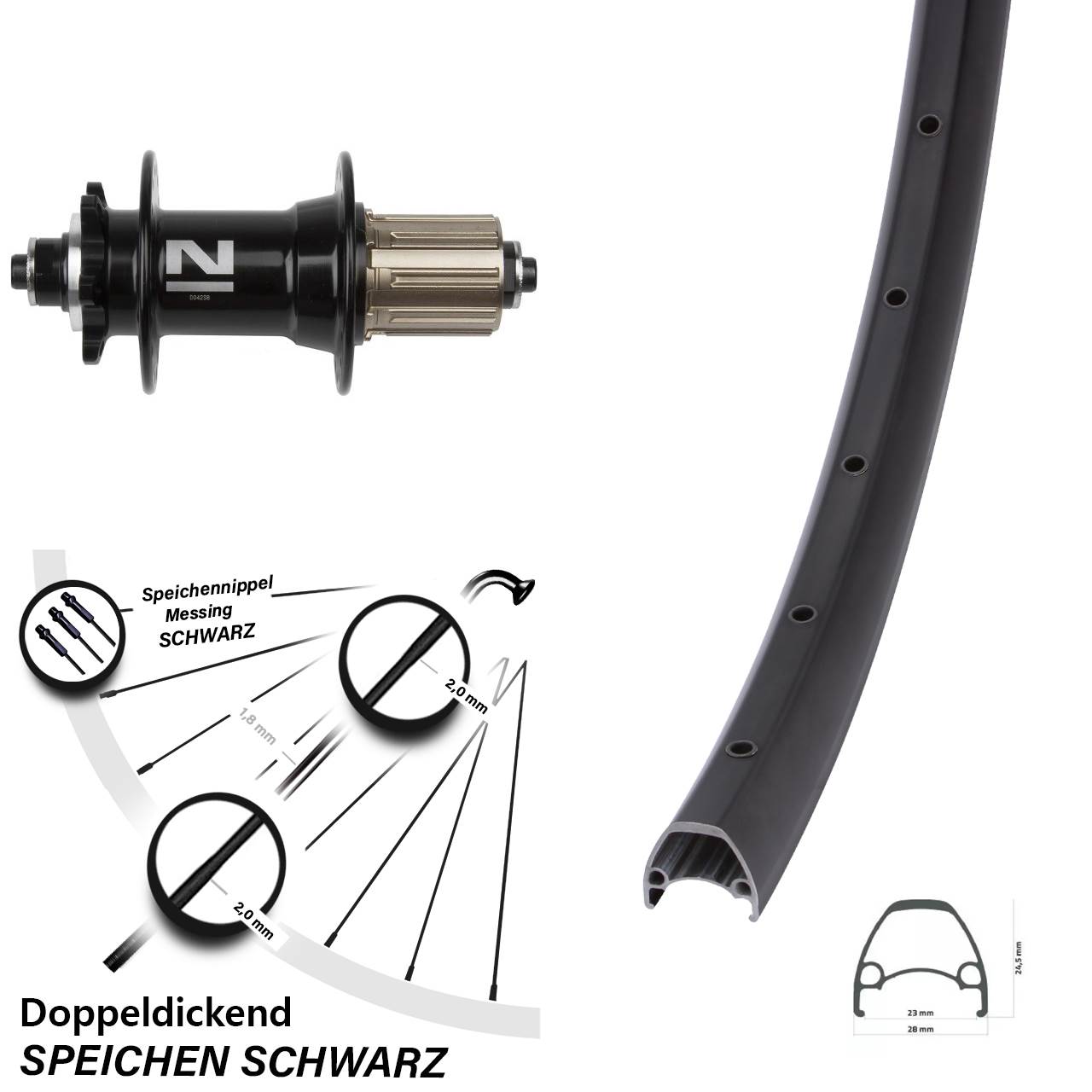 Ambrosio Sport Novatec D042 28-29 Zoll Disc Hinterrad für Schnellspanner 8-11 fach