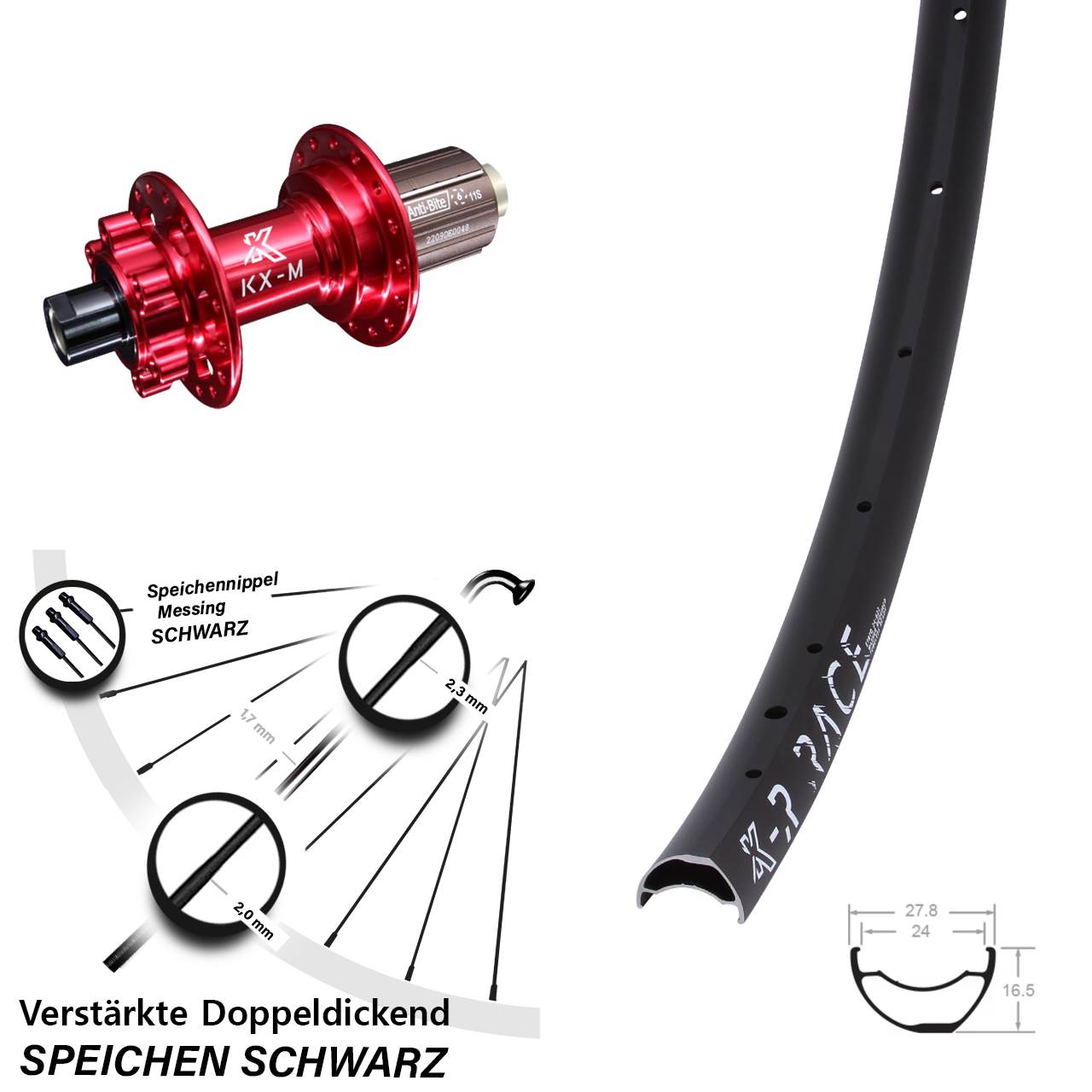 Disc Hinterrad KX-R Race CC verstärkt rot 8-12 fach HG 12x142