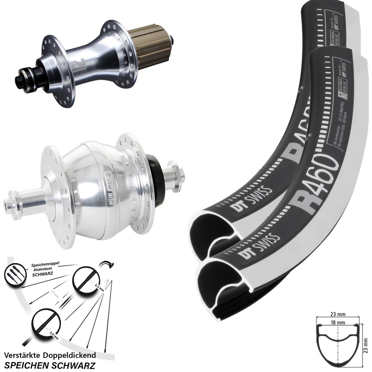 28 Zoll DT Swiss R 460 CNC Novatec F162 Shutter PV-8 Laufradsatz 8-12 fach