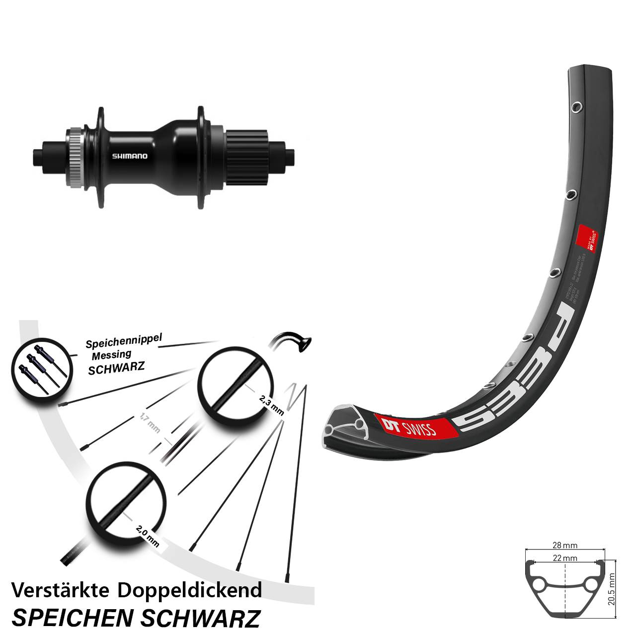 Hinterrad Centerlock 28-29 Zoll DT Swiss 533d Shimano FH-QC500-B Micro Spline QR Boost