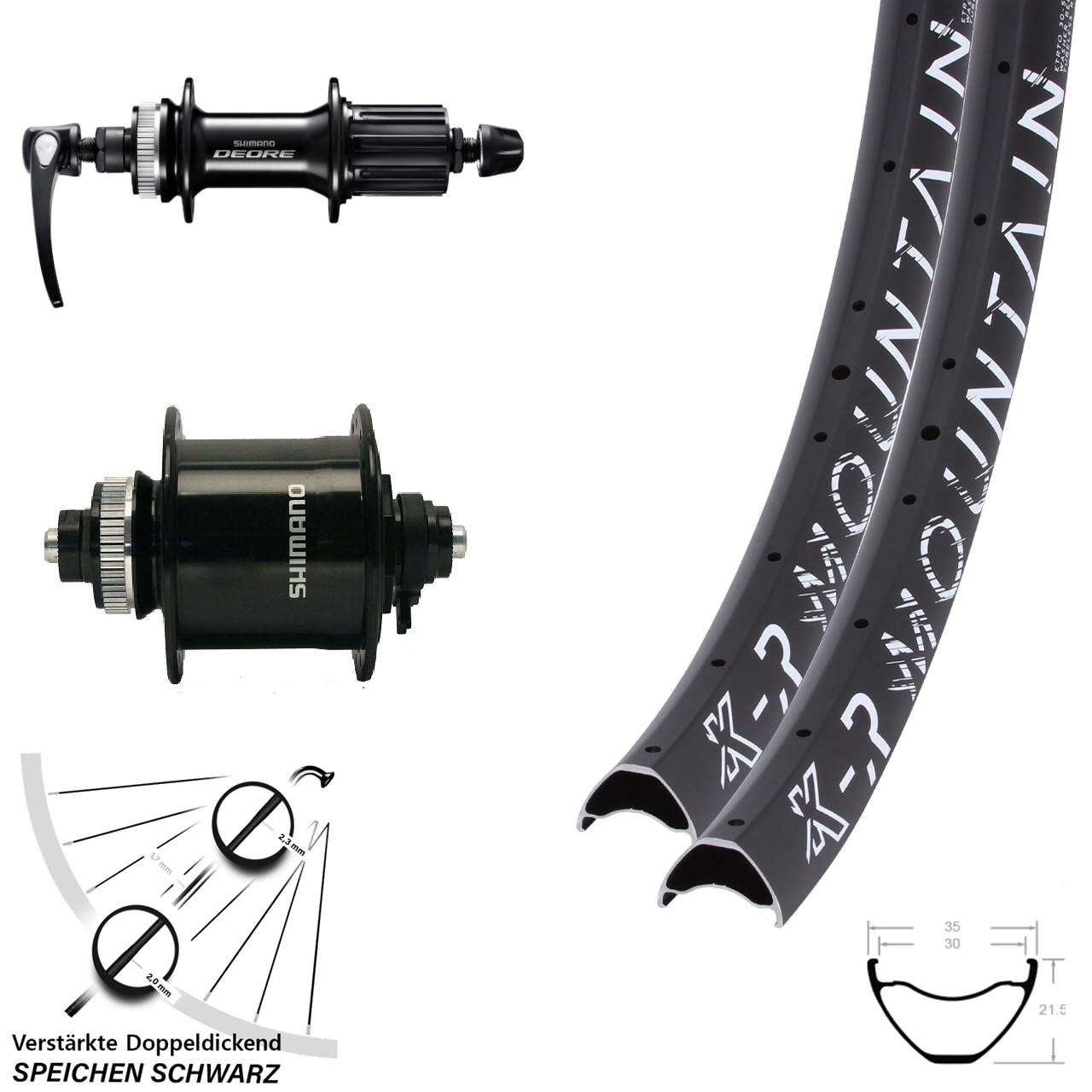 29 Zoll KX-R Mountain Shimano DH-UR700 FH-M6000 Disc Laufradsatz QR 8-11 fach