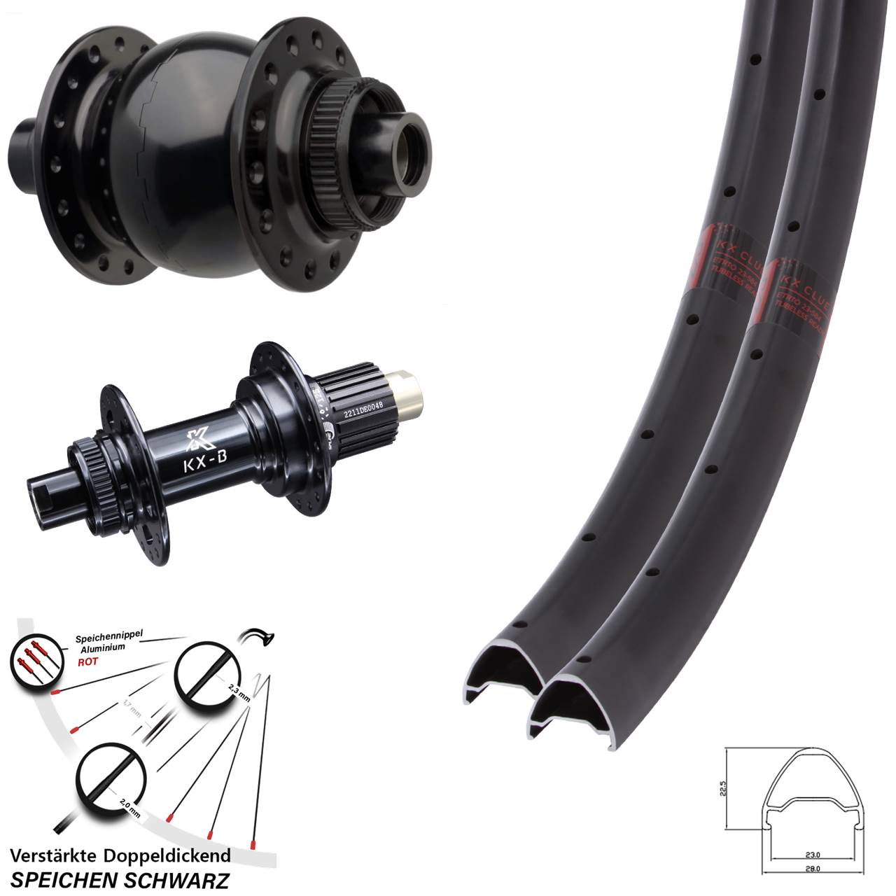 SON 28 Zoll KX-B Clue Laufradsatz 15x110 12x148 Boost Shimano Micro Spline