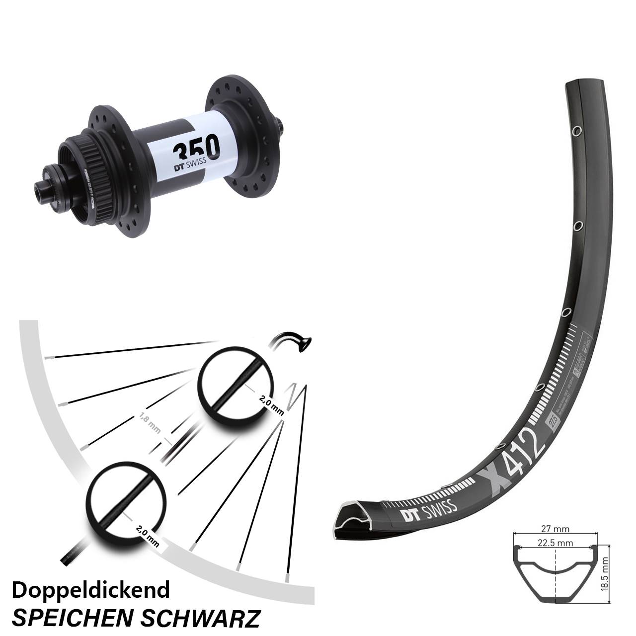 Disc Vorderrad für Schnellspanner 28-29 Zoll DT Swiss X 412-350