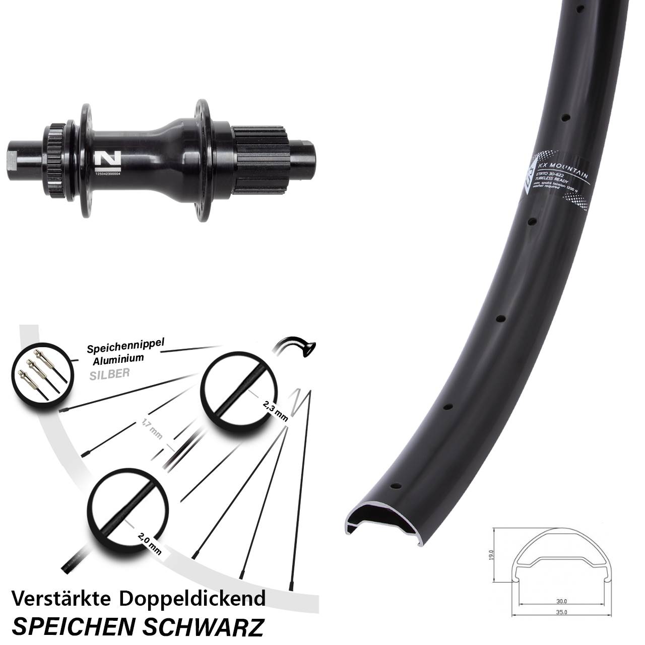 KX Mountain TR Novatec D792 29 Zoll Disc Hinterrad 12x142 Shimano Micro Spline