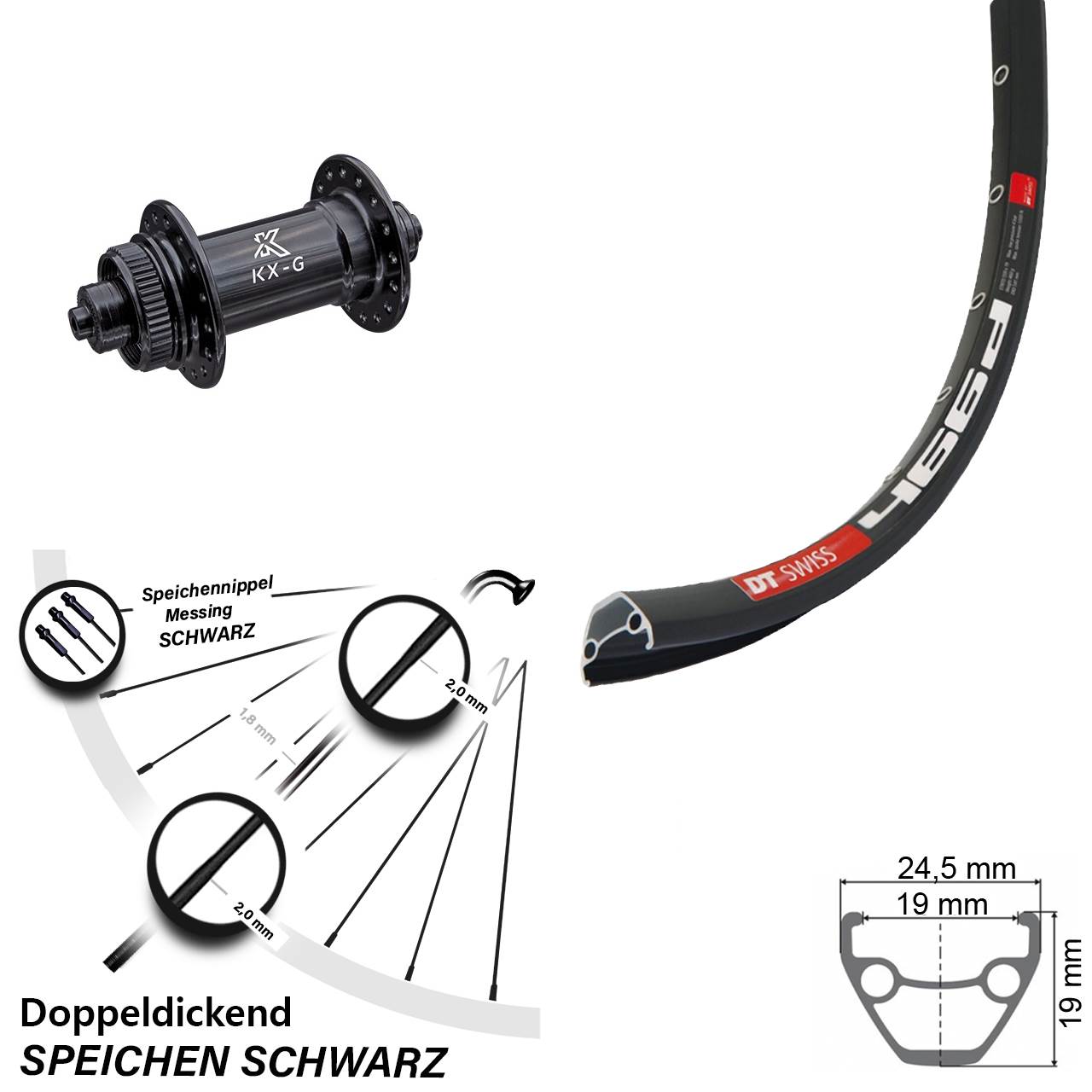 Centerlock Vorderrad für Schnellspanner 28 Zoll DT Swiss 466 KX-G