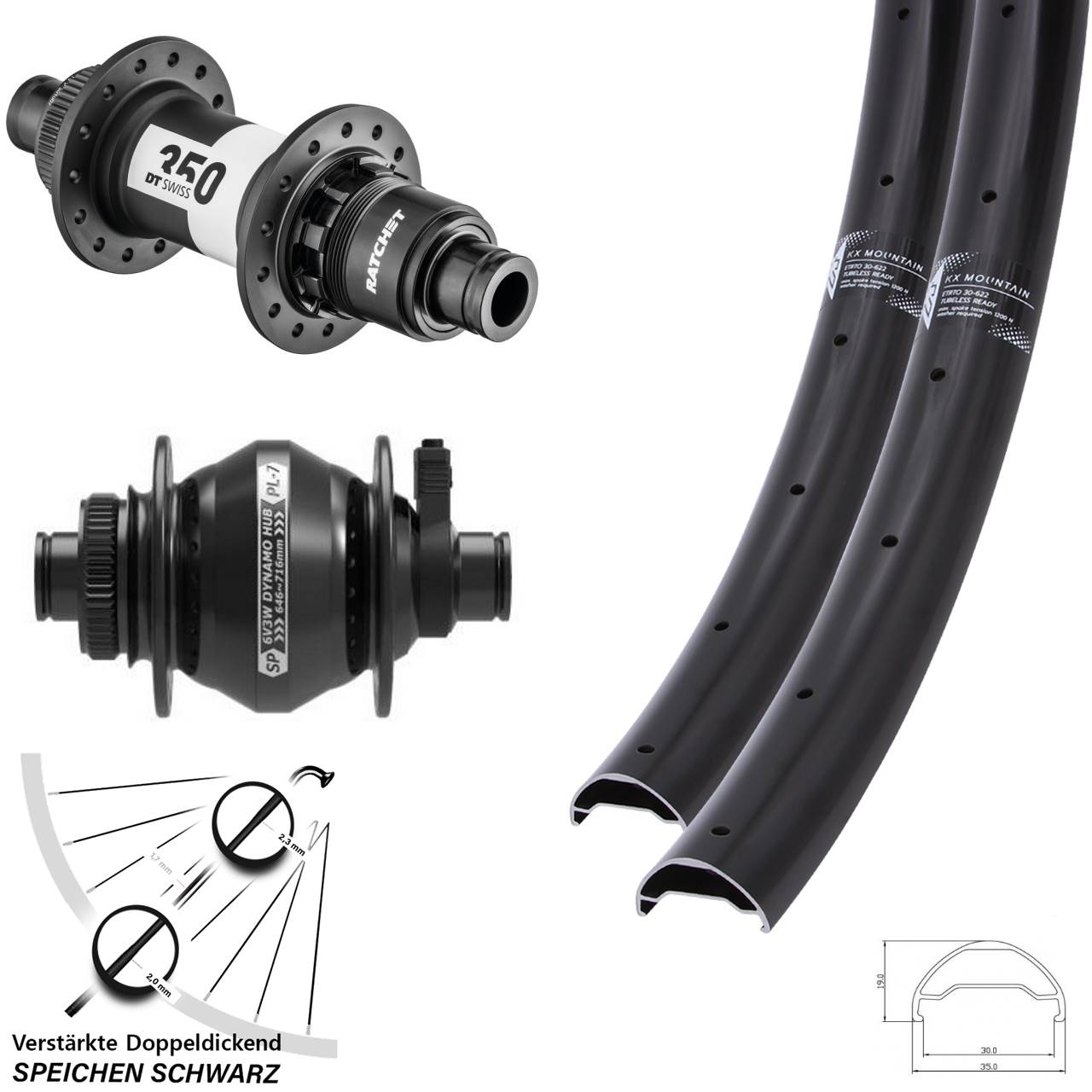 Disc Laufradsatz 29 Zoll KX Mountain TR DT Swiss 350 Shutter PL-7 SRAM XD 12x100/142