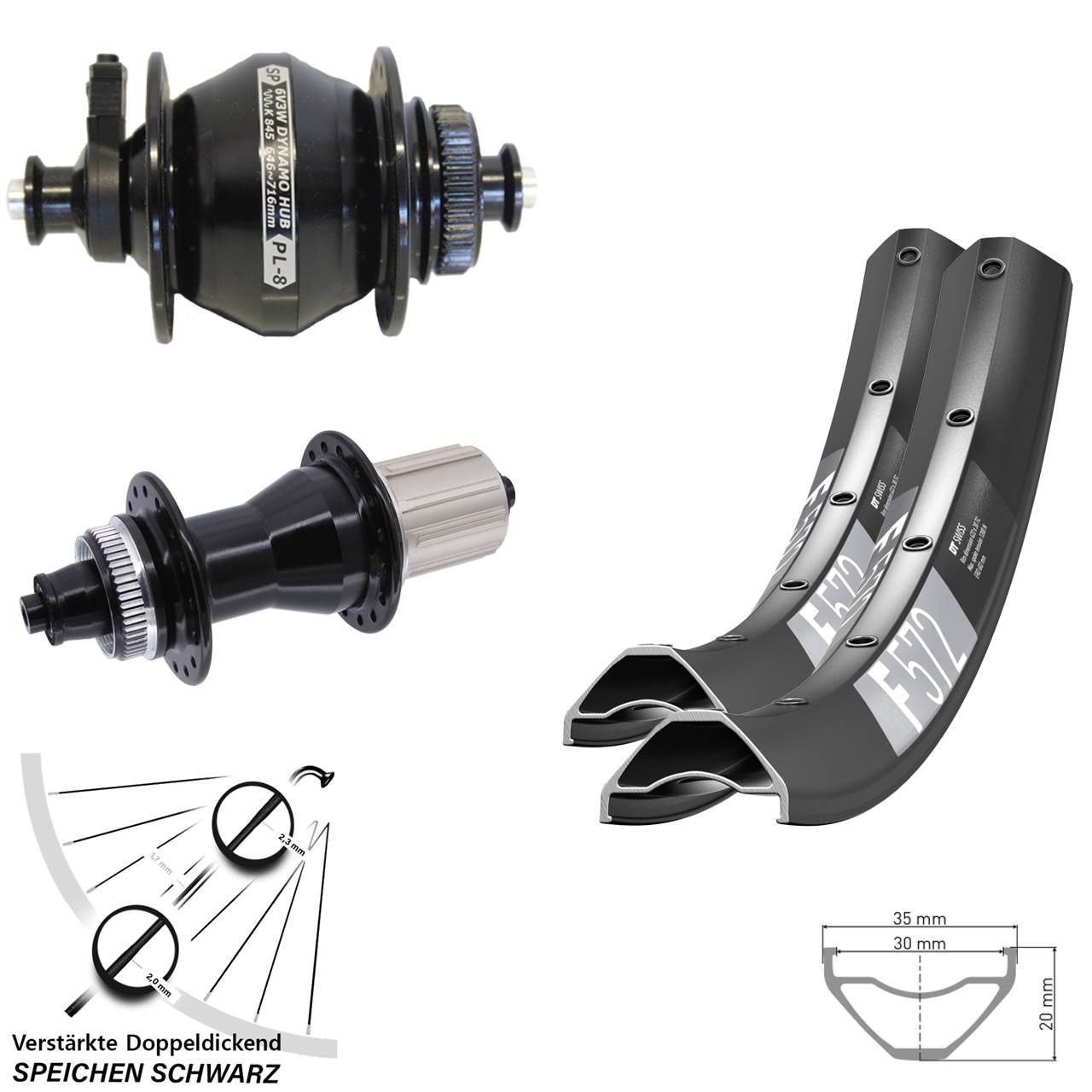 DT Swiss F572 Novatec CL135 SP PL-8 29 Zoll Disc Laufradsatz QR 8-12 fach HG