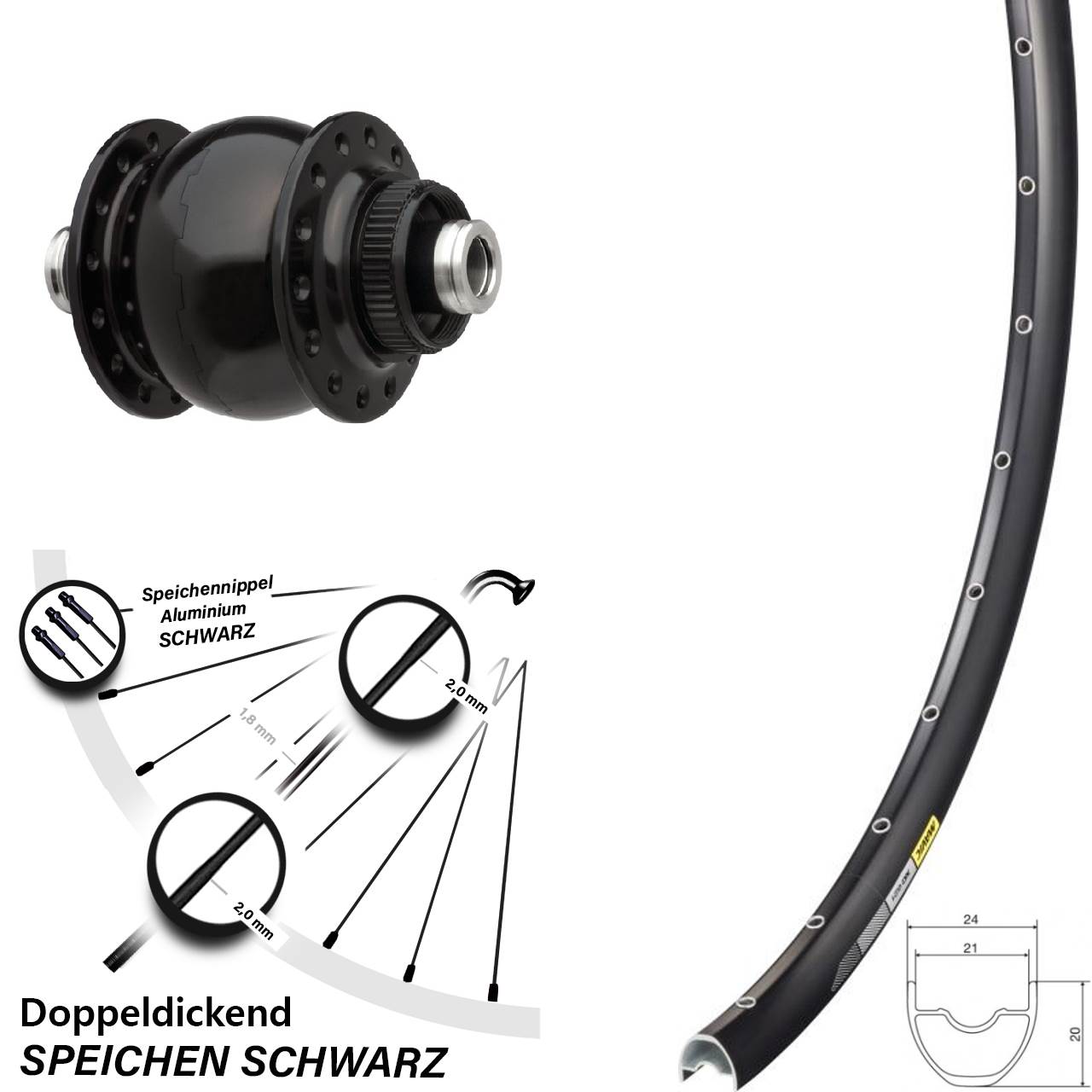 Disc Nabendynamo-Laufrad 28-29 Zoll Mavic XC621 SONdelux 12x100