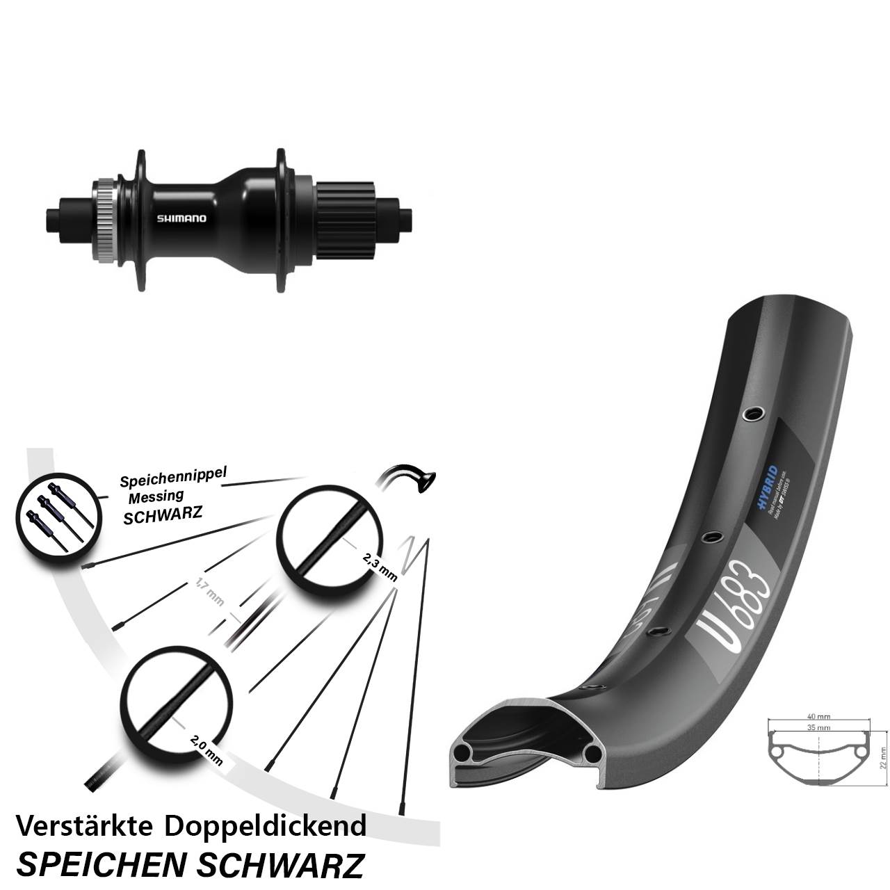 27,5 Zoll DT Swiss U683 Shimano FH-QC500-MS Hinterrad Centerlock QR Micro Spline