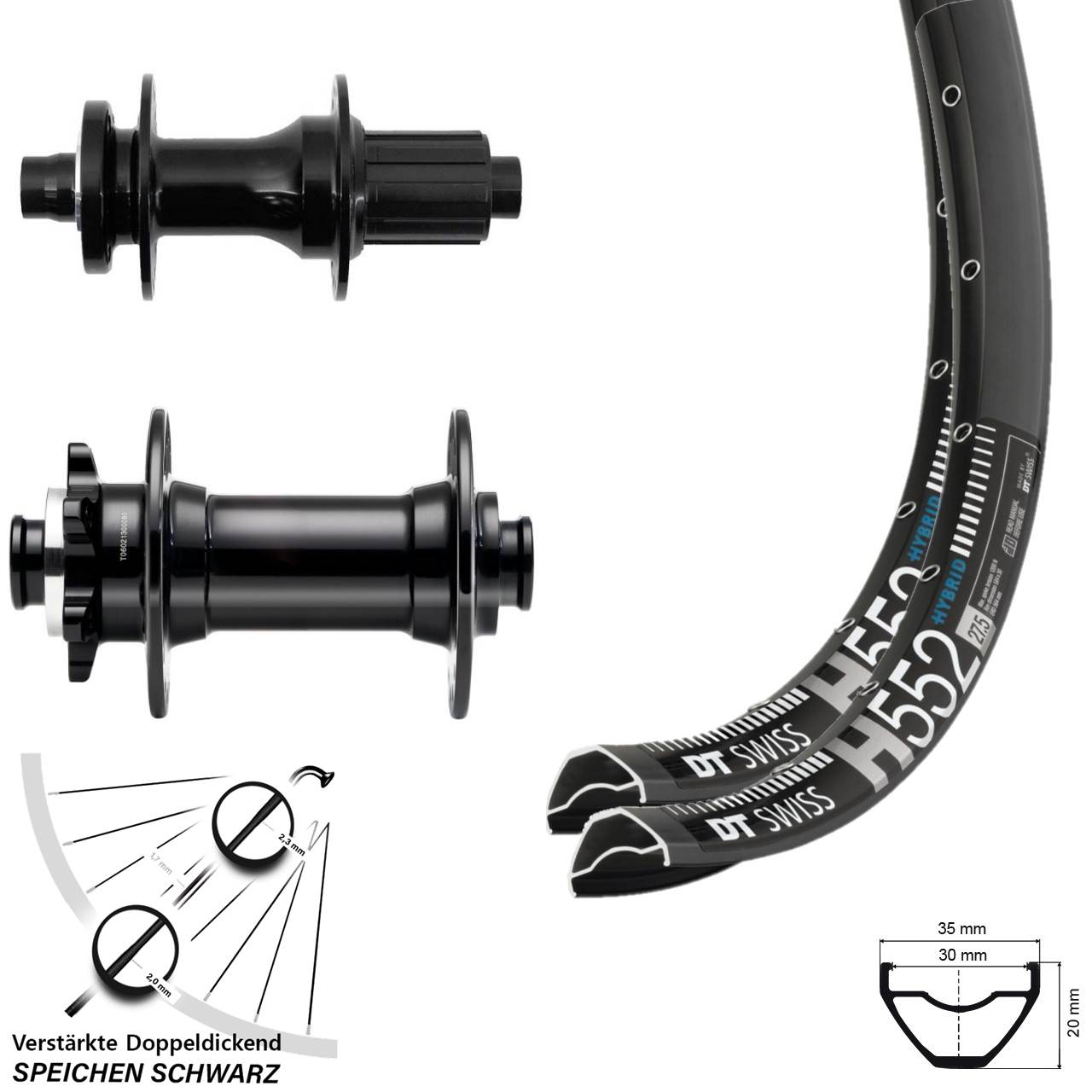DT Swiss H552 Fastace Novatec D341 27,5 Zoll Laufradsatz 6-Loch 15x110 12x148 8-12 fach HG