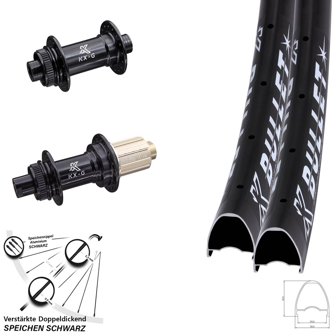 Laufradsatz Centerlock 29 Zoll KX-G Bullet 8-12 fach HG 15x100 12x142