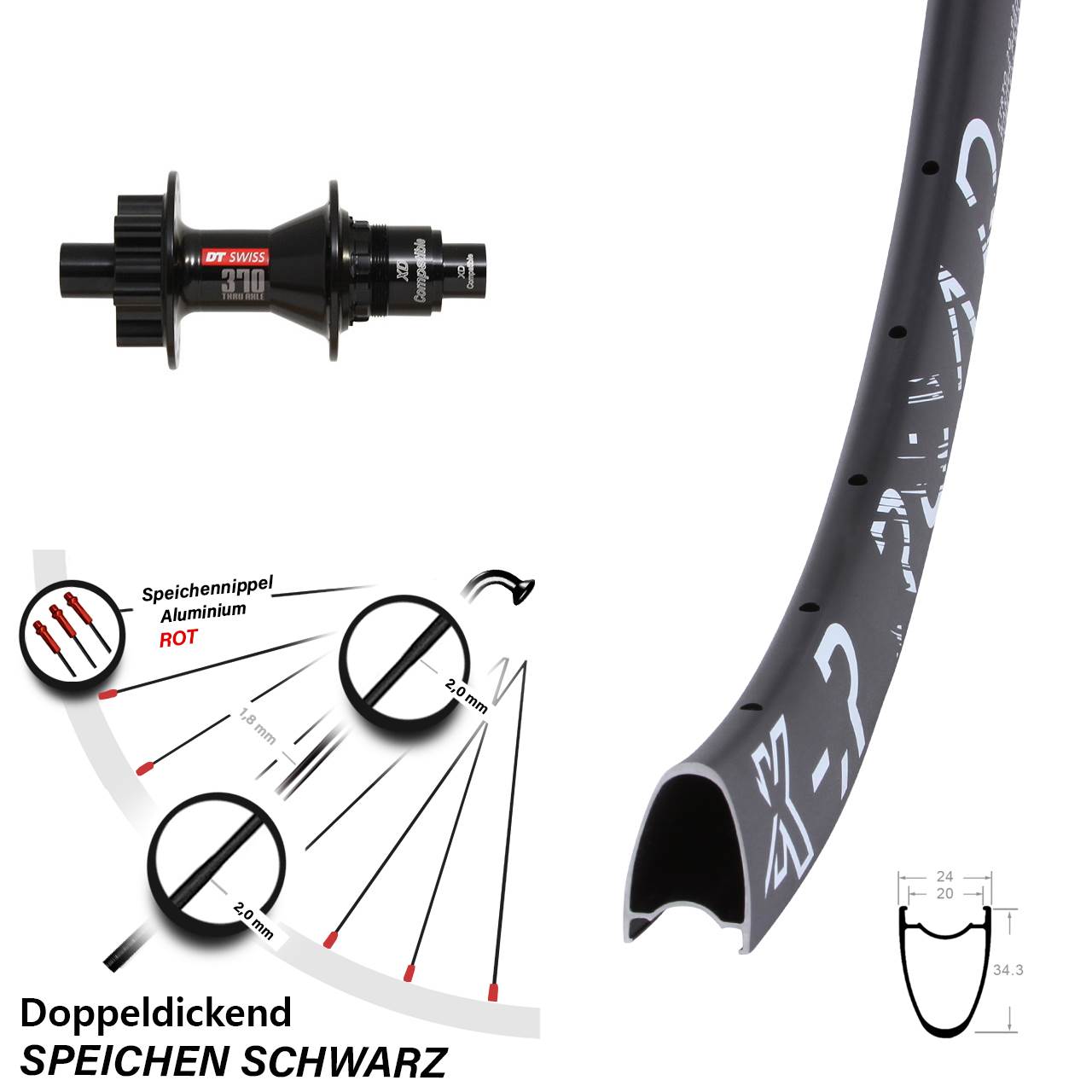 Disc Laufrad 12x142 28 Zoll KX-R Road DT Swiss 370 XD