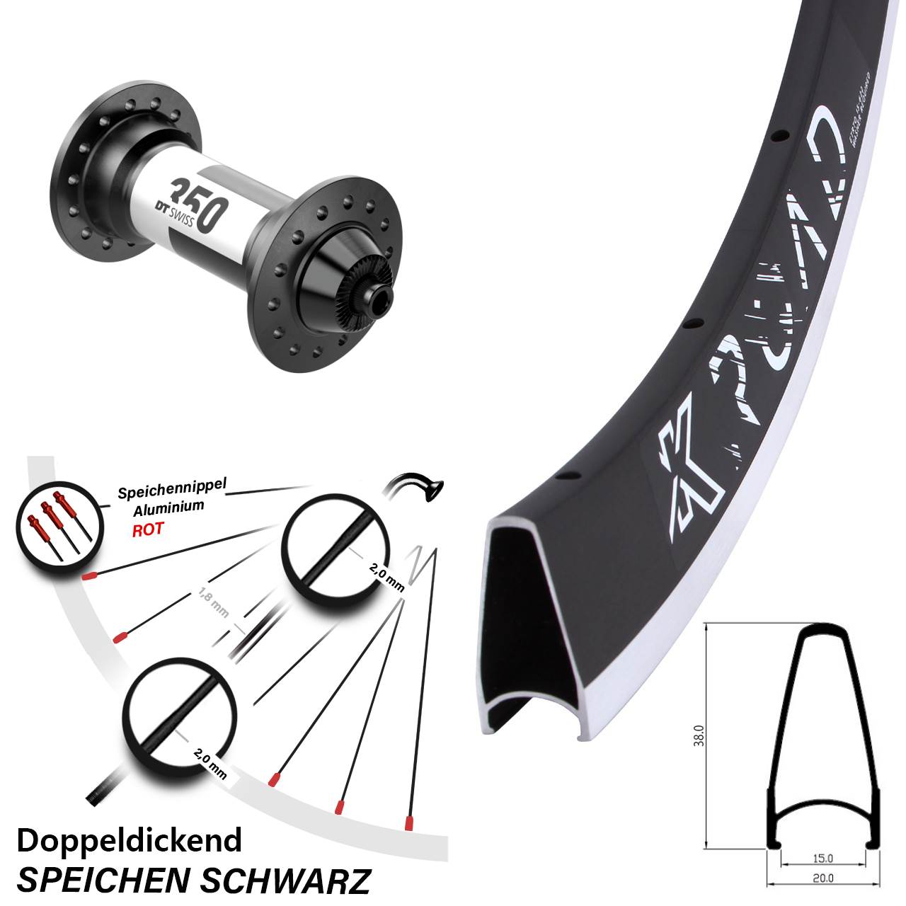 Laufrad 28 Zoll KX Road CNC DT Swiss 350 QR