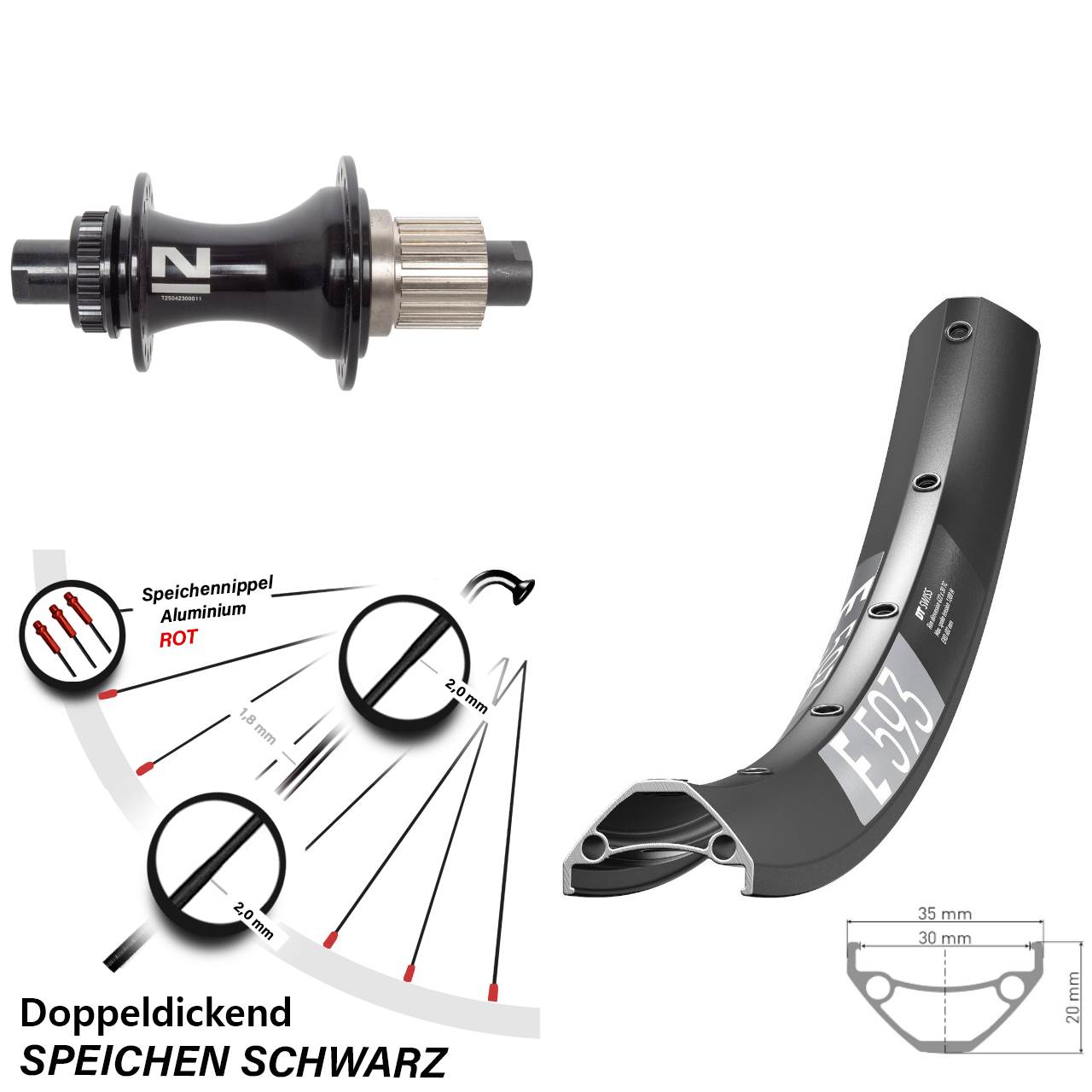Disc Hinterrad 12x148 27,5 Zoll DT Swiss E593 Novatec D462 Micro Spline