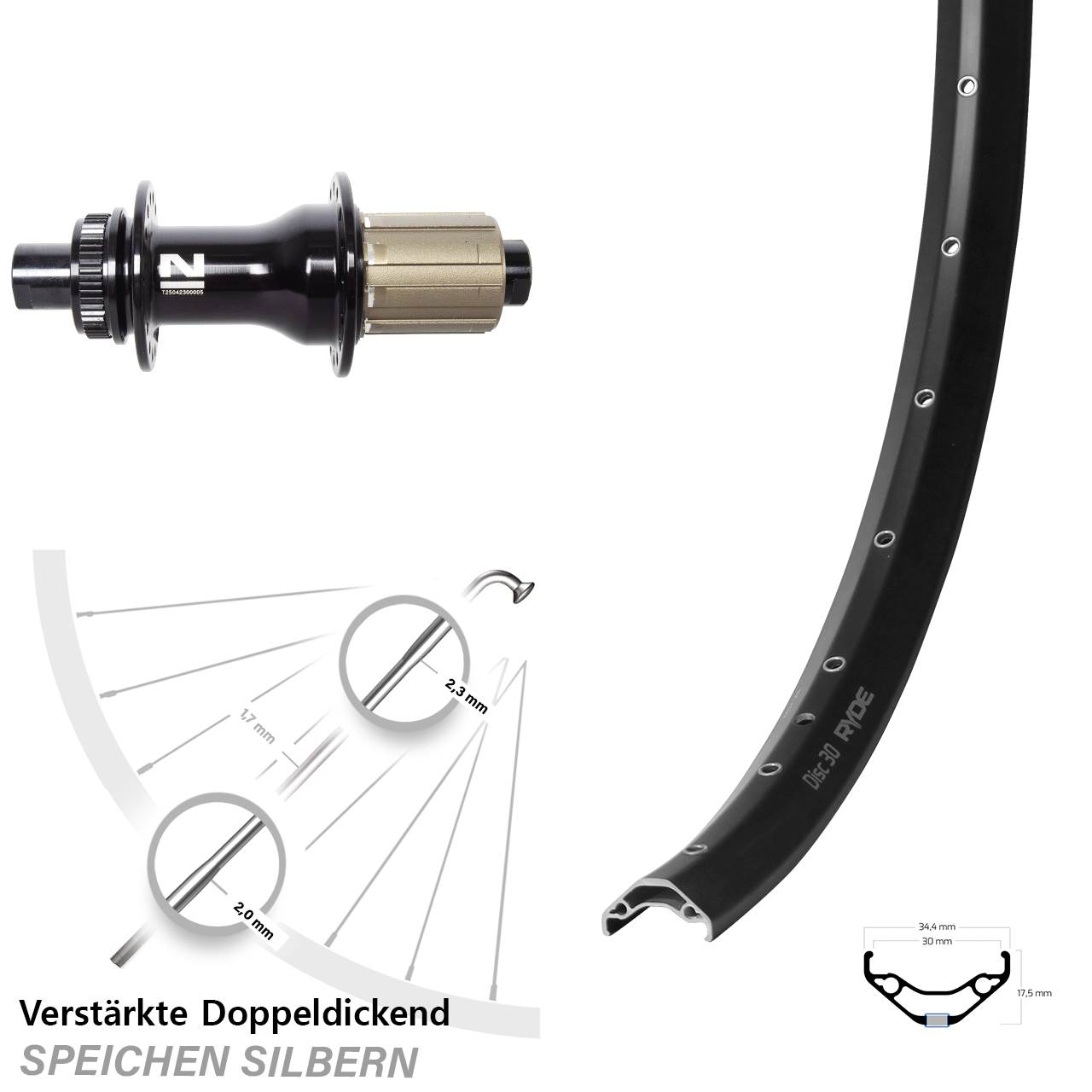 29 Zoll Ryde Disc 30 Novatec D792 Hinterrad 12x142 8-12 fach