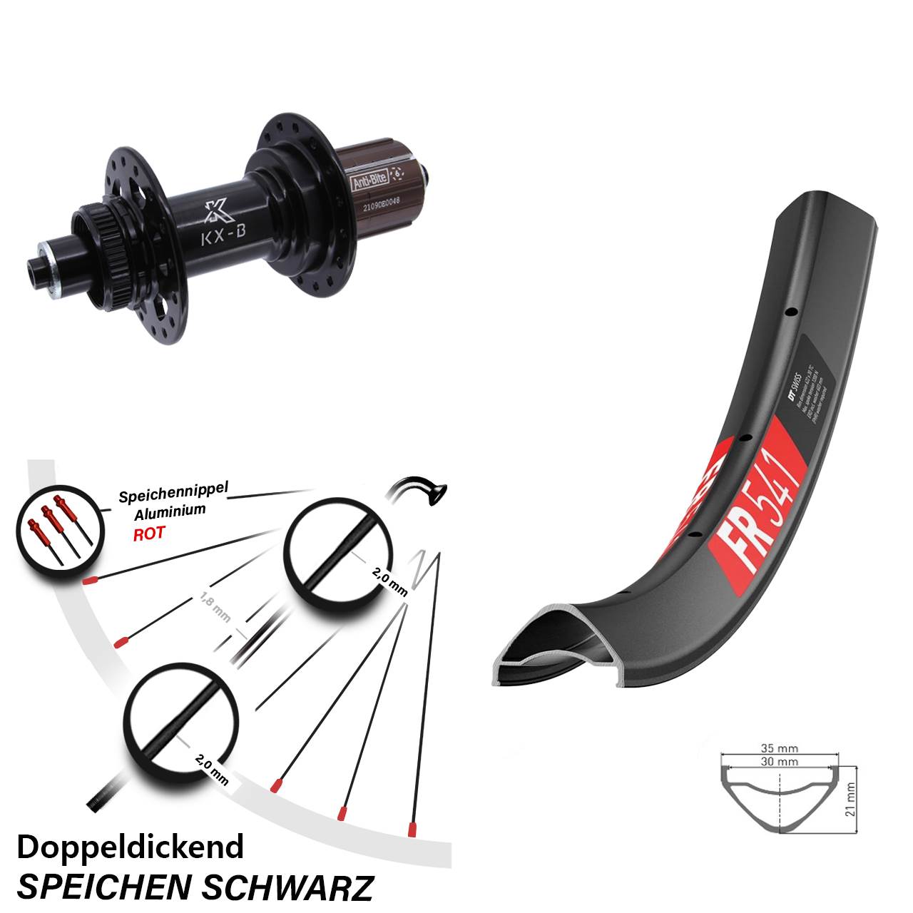 Centerlock Hinterrad 27,5 Zoll DT Swiss FR541 KX-B 8-12 fach HG QR Boost