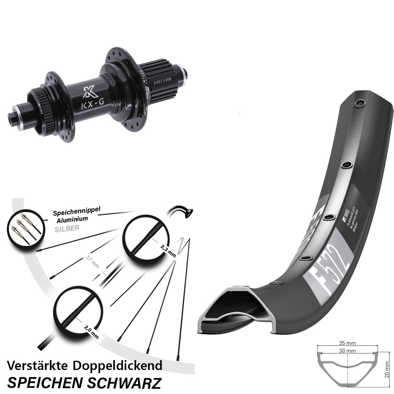 Centerlock Hinterrad QR 29 Zoll DT Swiss F 572 KX-G Shimano Micro Spline