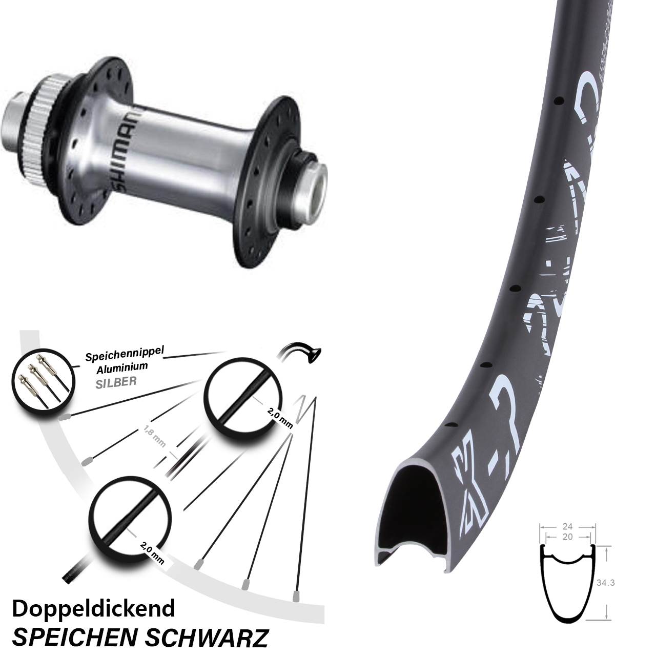 28 Zoll KX-R Road Shimano RS770 Vorderrad Centerlock 12x100